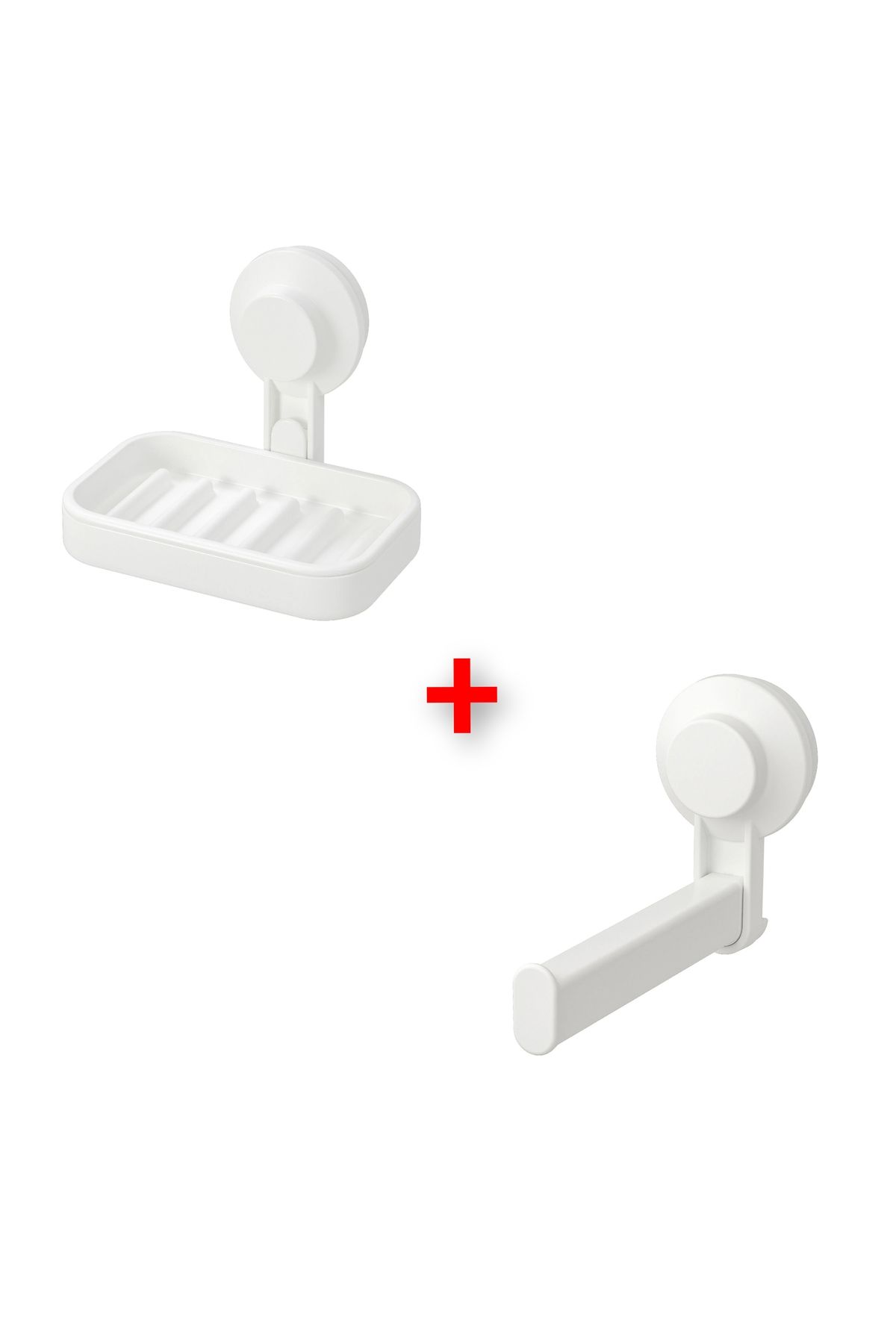 IKEA 2 Parça Vantuzlu Banyo Seti İkea Plastik Tuvalet Kağıtlığı Ve Sabunluk Beyaz Renk