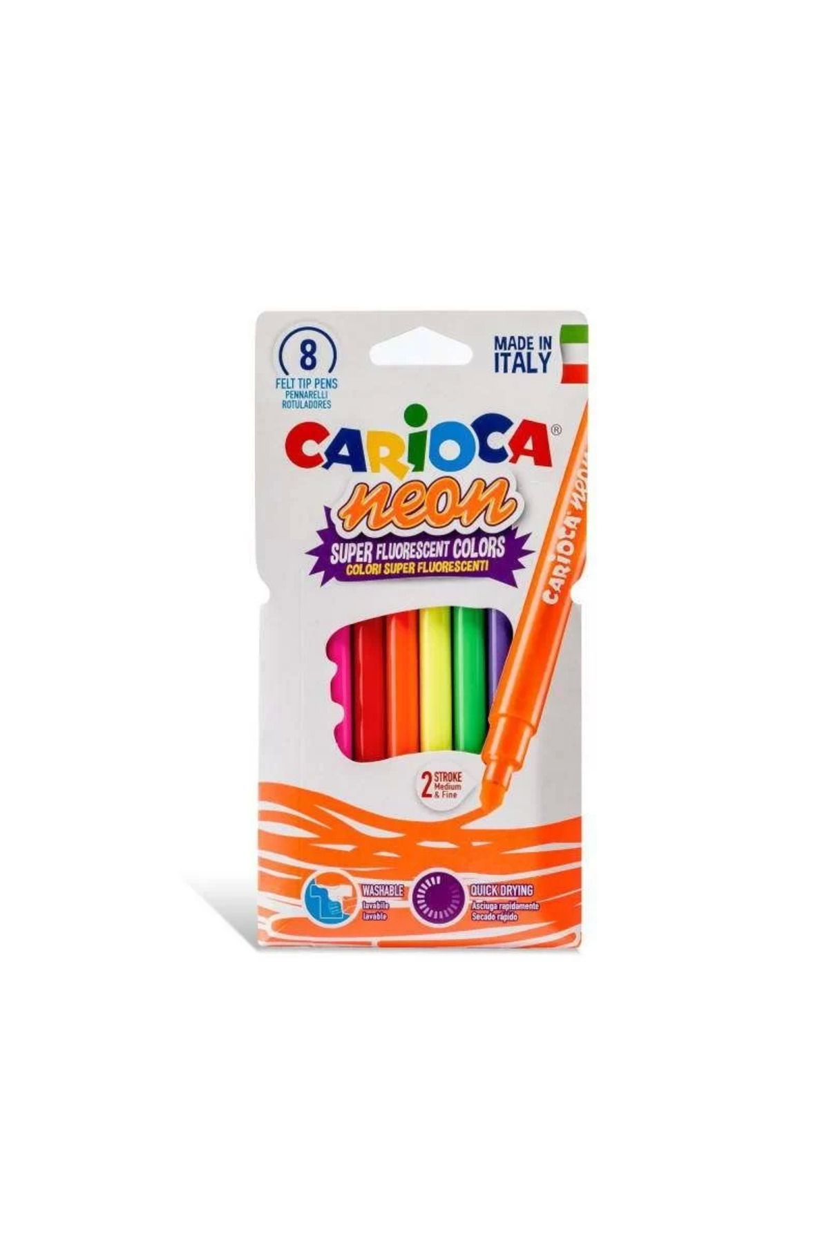 Carioca 42785 Neon Süper Yıkanabilir Keçeli Kalem 8 Renk