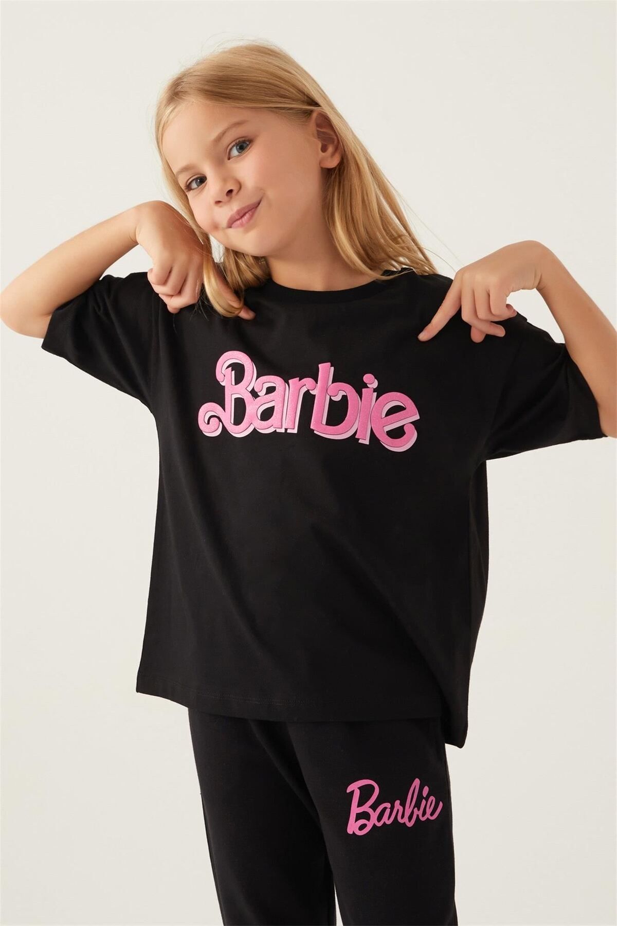 Barbie Kız Çocuk   Tişört Siyah L1772-G