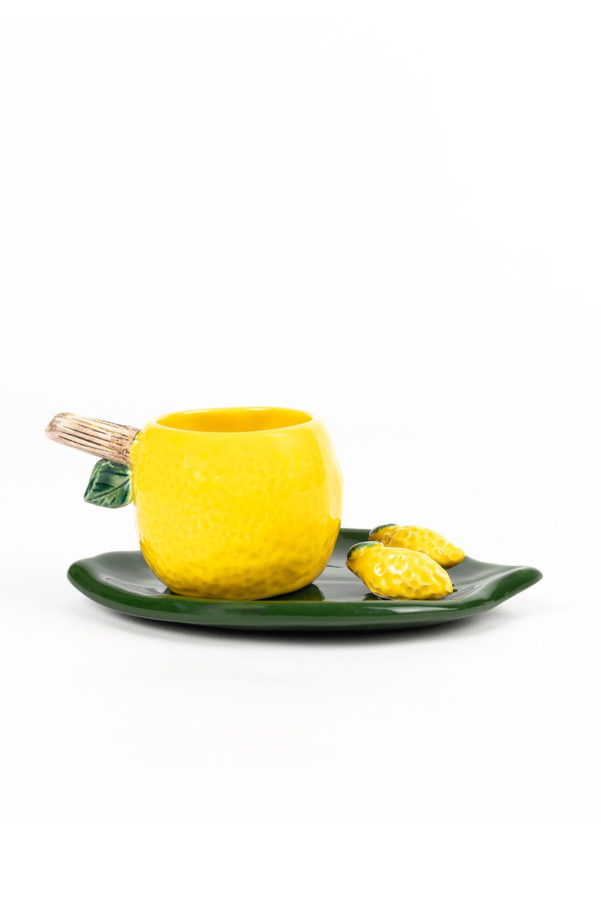 Loomart El Yapımı Limon Model Seramik Türk Kahvesi Fincanı