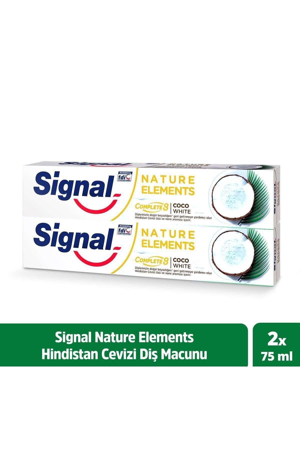 Signal Nature Elements Coco White Hindistan Cevizi Özü Ve Nane Aromalı Diş Macunu75 ml X2