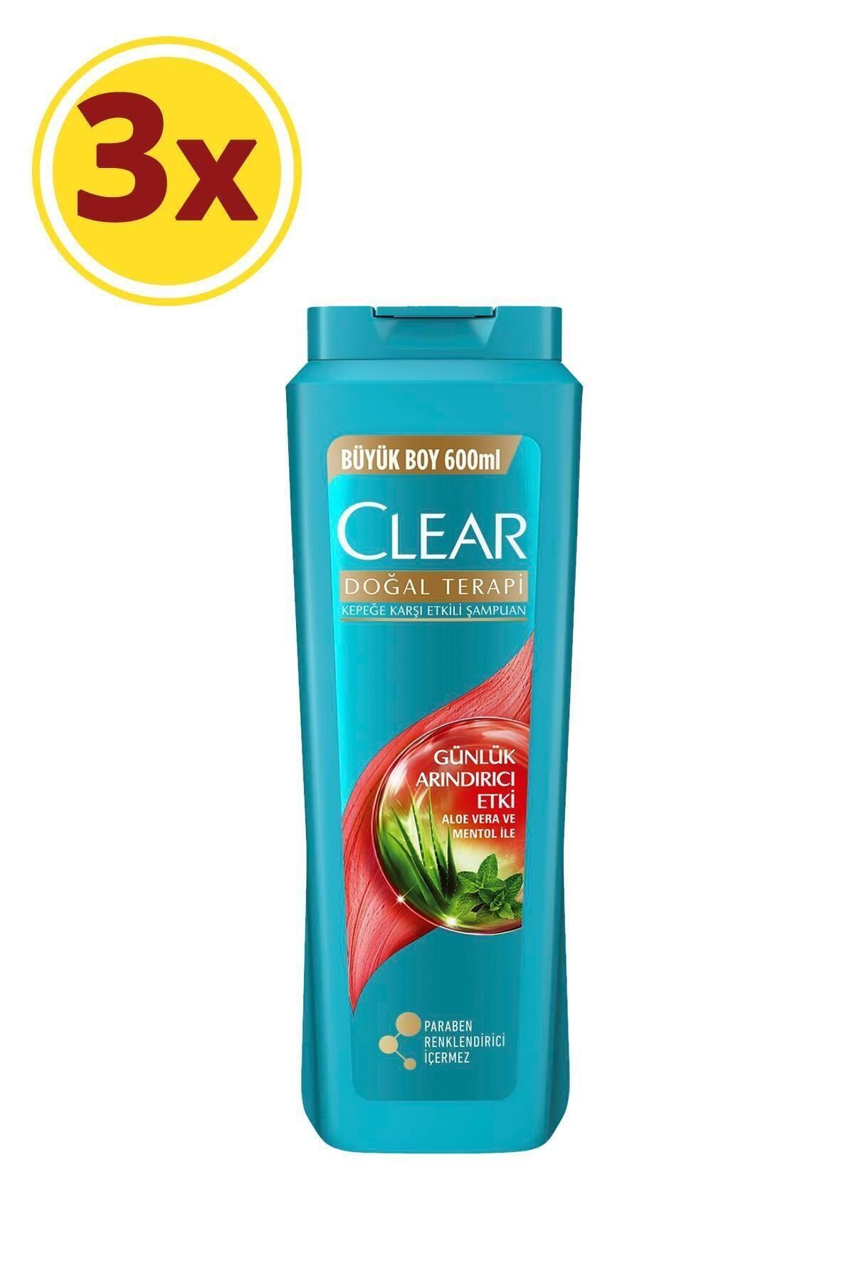 Clear Günlük Arındırıcı Etkili Doğal Terapi Şampuan 600 ml X3