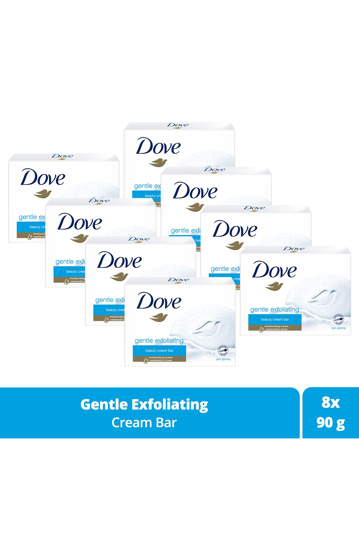 Dove Beauty Cream Bar Katı Güzellik Sabunu Gentle Exfoliating Nemlendirici Etkili 90 G X8 Adet