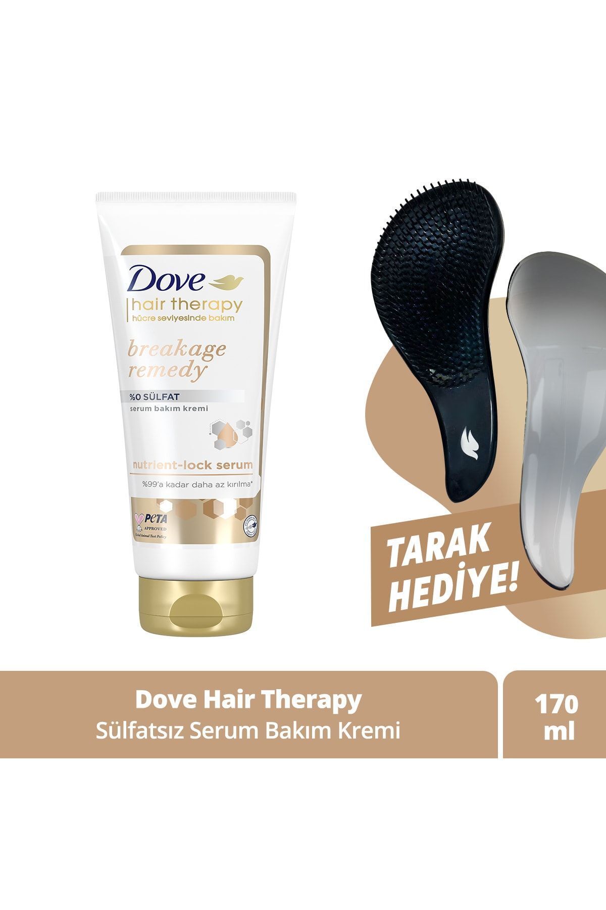 Dove Hair Therapy Serum Saç Bakım Kremi Breakage Remedy %0 Sülfat 170 ml Tarak