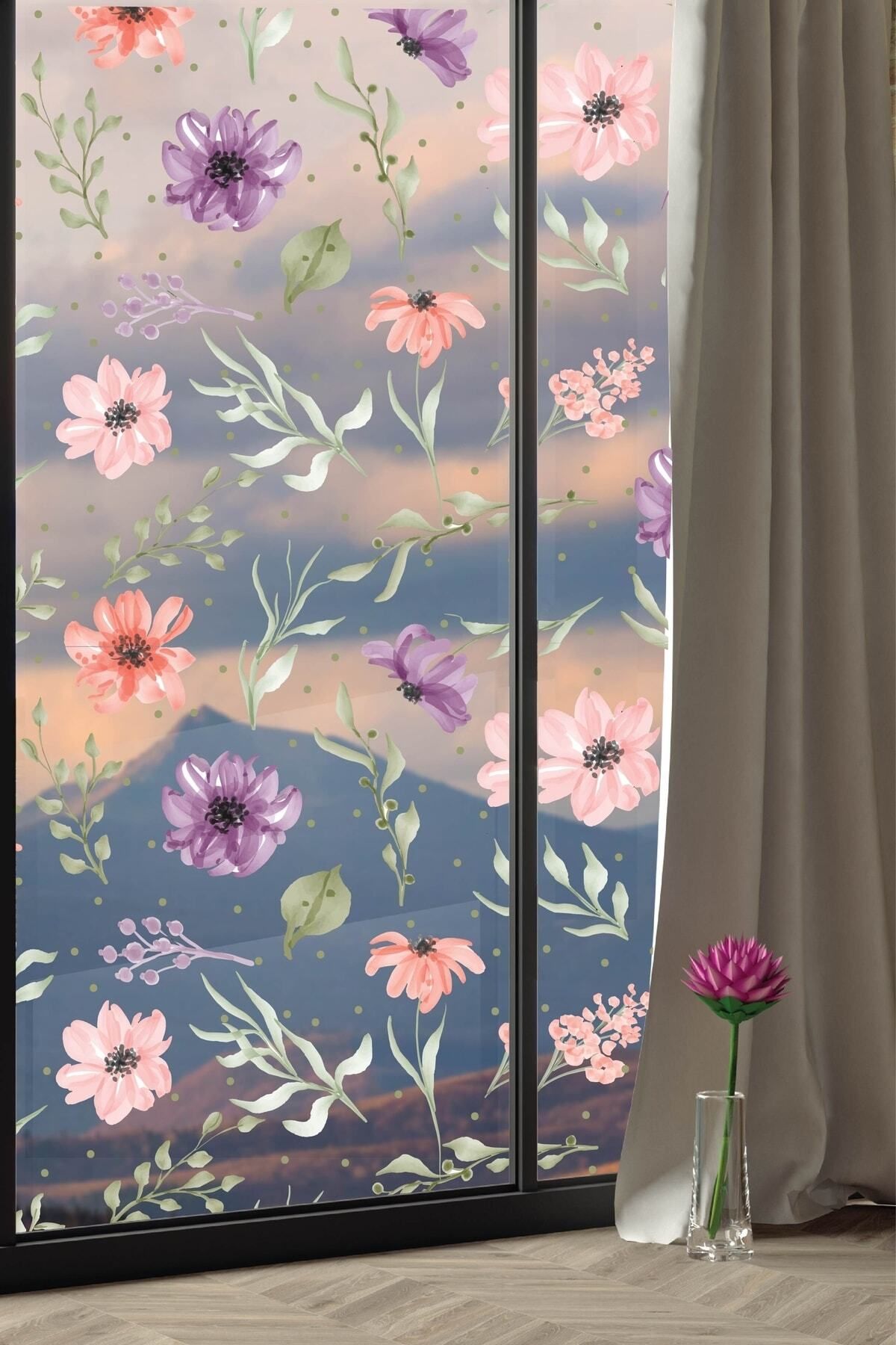 212shop Çiçek Ve Yapraklar Dekoratif Cam Ayna Duvar Dekoru Sticker Seti