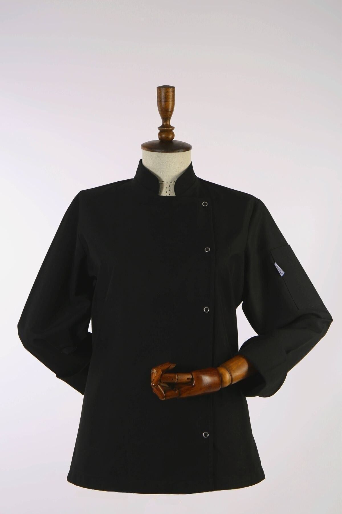 My Chef Aşçı Ceketi Siyah Alpaka Zena Yaka Kadın Şef Kıyafeti