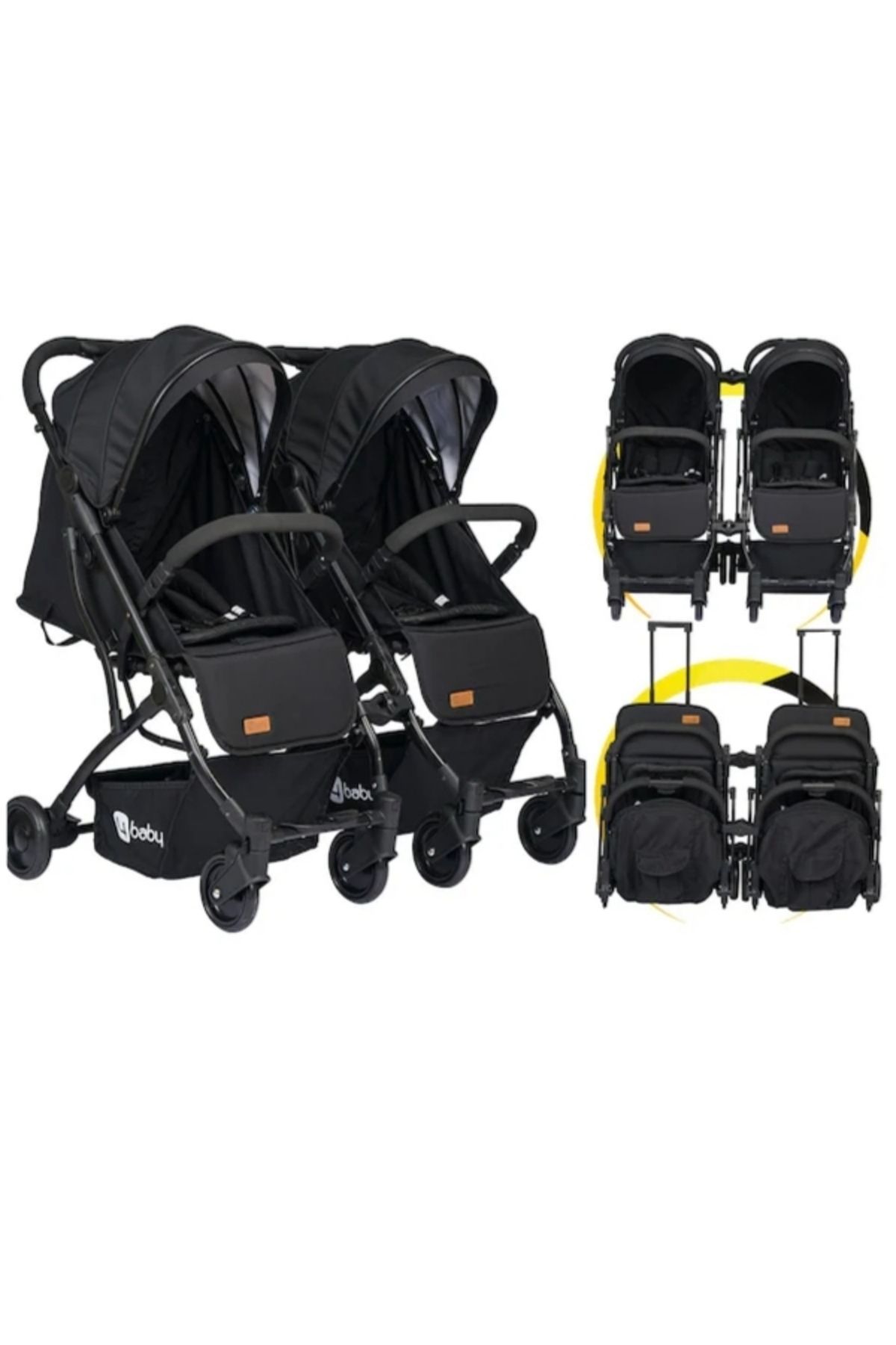 4 Baby Moda bebekler 4 Baby Black Ikiz Bebek Arabası Drone Sky Kabin Sistem 2 Adet Yağmurluk Hediyeli