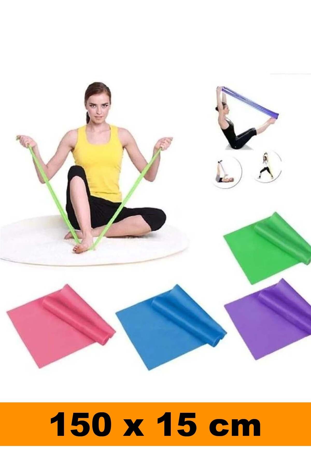 Liggo Pilates Bandı Karışık Renk Egzersiz Lastiği Pilates Lastiği Yoga Bant 150x15 Cm