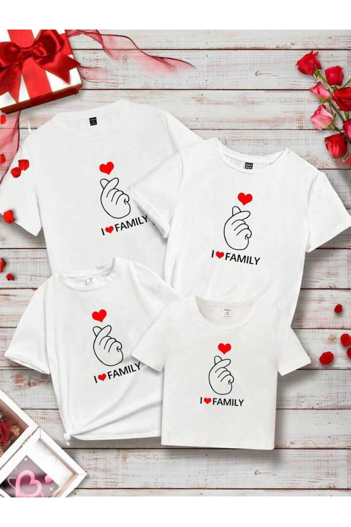 AMMA Aile Kombini Anne Baba Çocuk Baskılı Oversize %100 Pamuk T-shirt