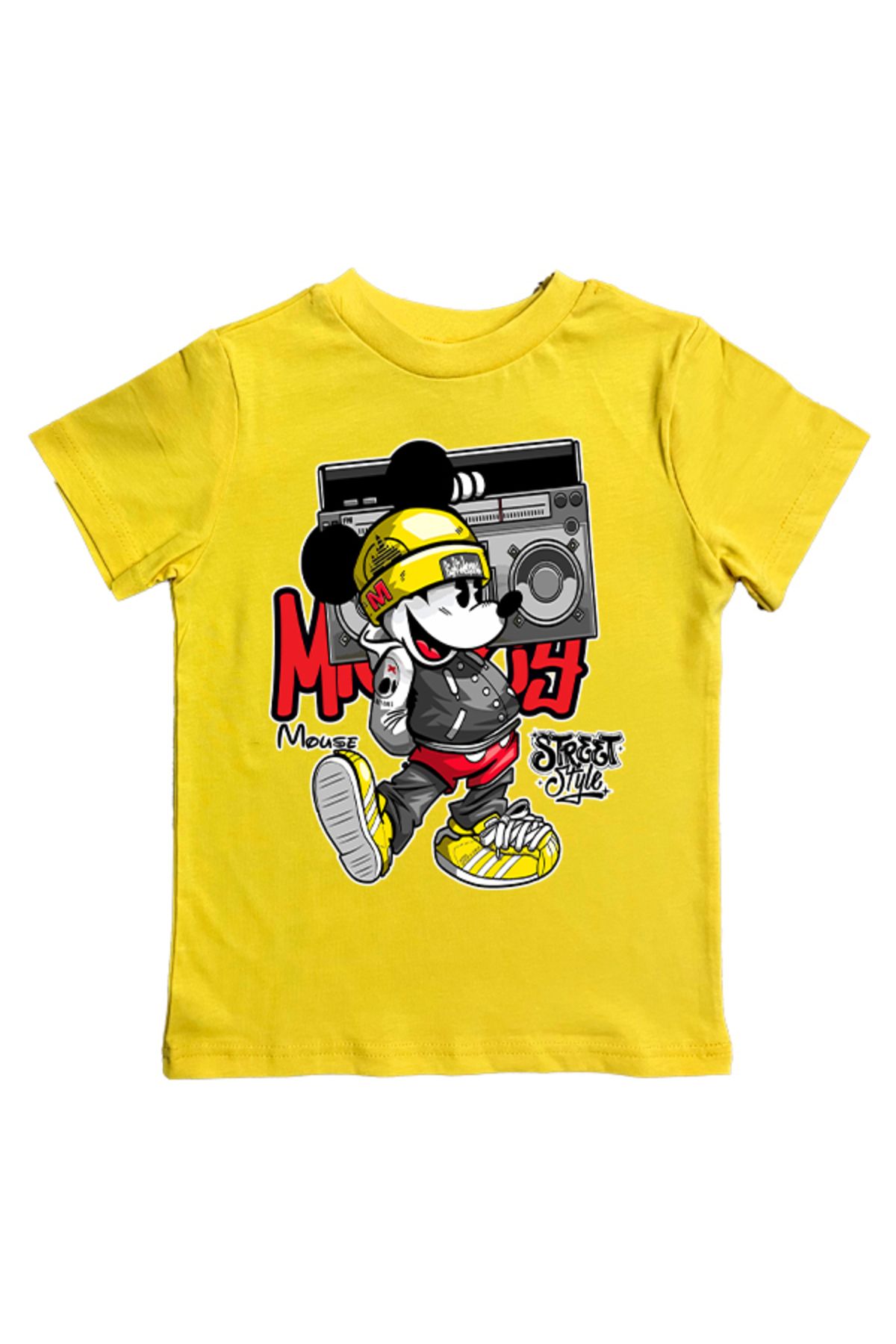 Mickey Mouse Pj maskeliler baskılı pamuklu penye kumaş yazlık çocuk tişört