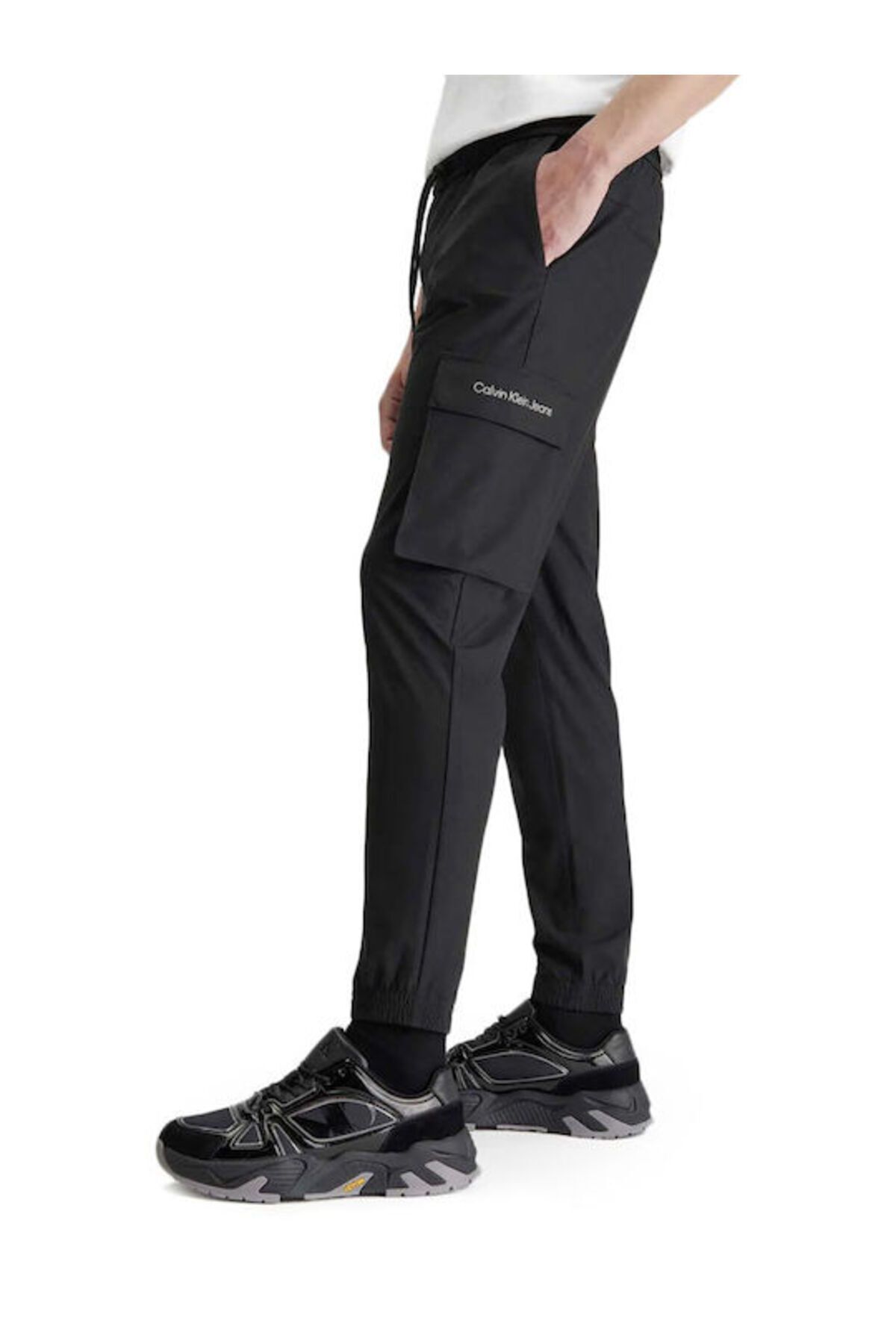 Calvin Klein Erkek Dokuma Kumaş Normal Bel Düz Model Siyah Eşofman Altı J30J324686-BEH
