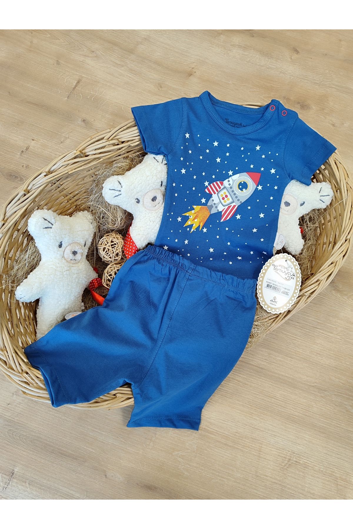 Tomuycuk 2'li Erkek Bebek Çocuk Takım Şortlu Yenidoğan Bebek Takımları Kıyafetleri Bebek Giyim Hediyelik