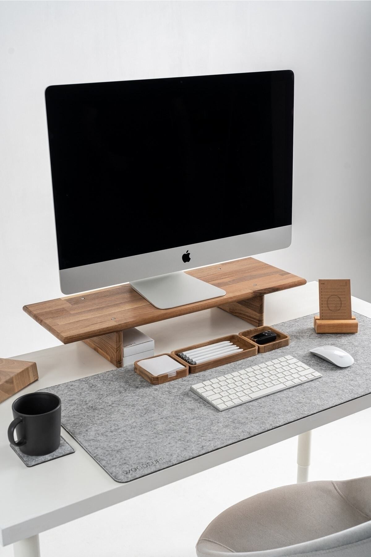 Woodsuppco Monitör Yükseltici, Ahşap Monitör Standı,ekran Yükseltici, Monitör Yükseltme Standı, Ergonomik-ceviz