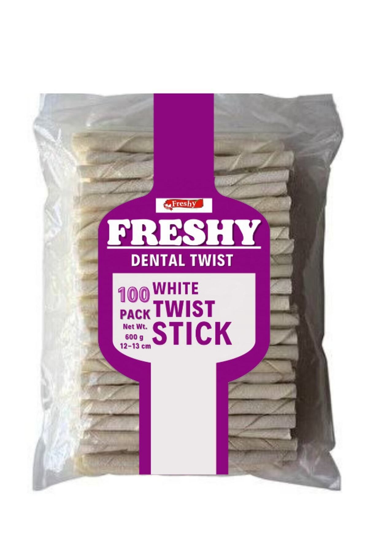 Freshy Dental Chews White Twist Sticks Dog Treat Diş Sağlığı Için Beyaz Burgu Çubuk Kemik 100 Adet 600 Gr