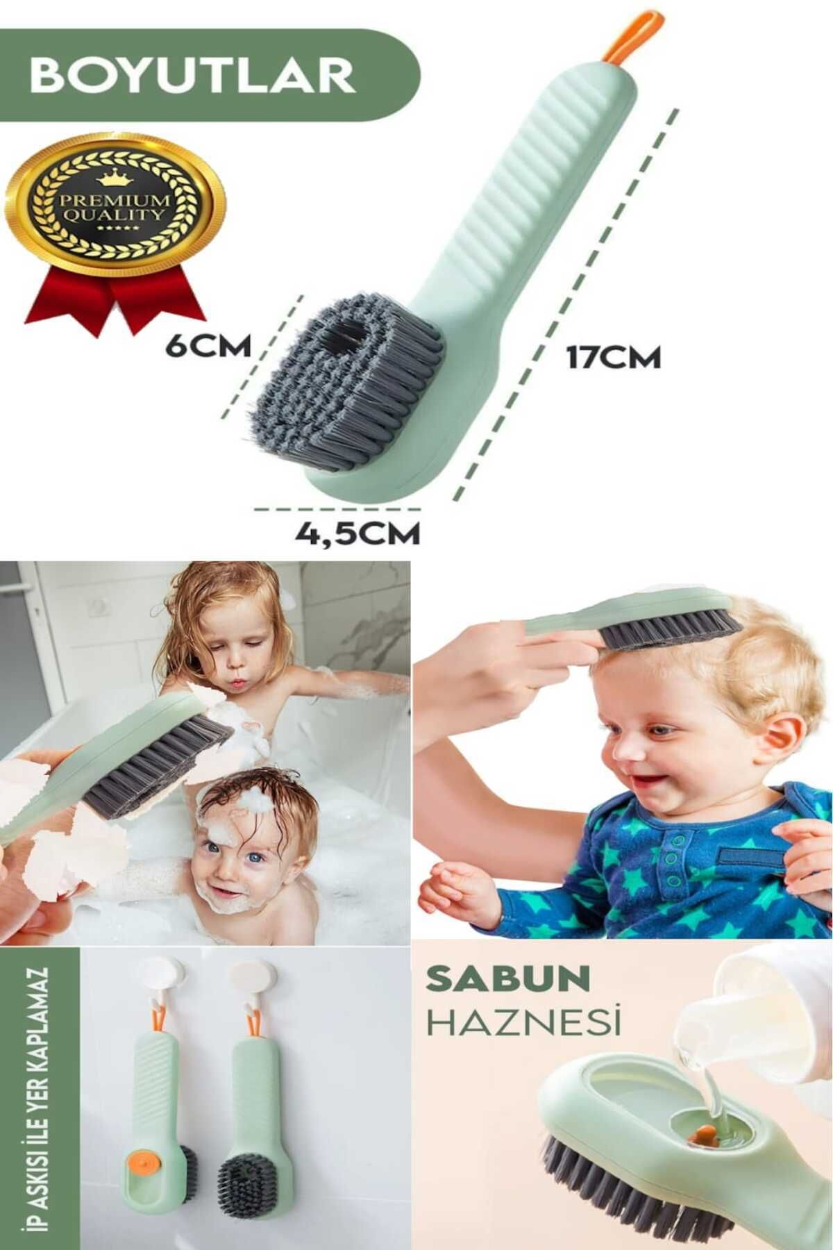 MorBebe Bebek Banyo Saç ve Vücut Şampuan Hazneli Bebek Çocuk Yıkama Fırçası