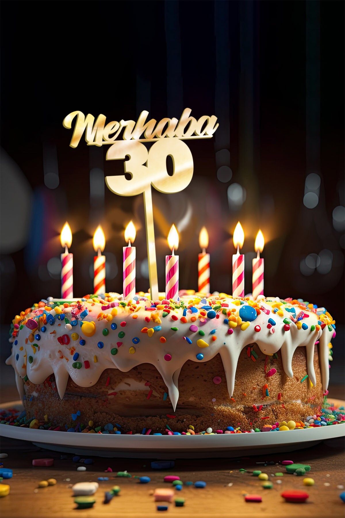 Artikel Gold Merhaba 30 Yaş Yazılı Ayna Pleksi Pasta Üstü & Doğum Günü Partisi & Pleksi Pasta Süsü
