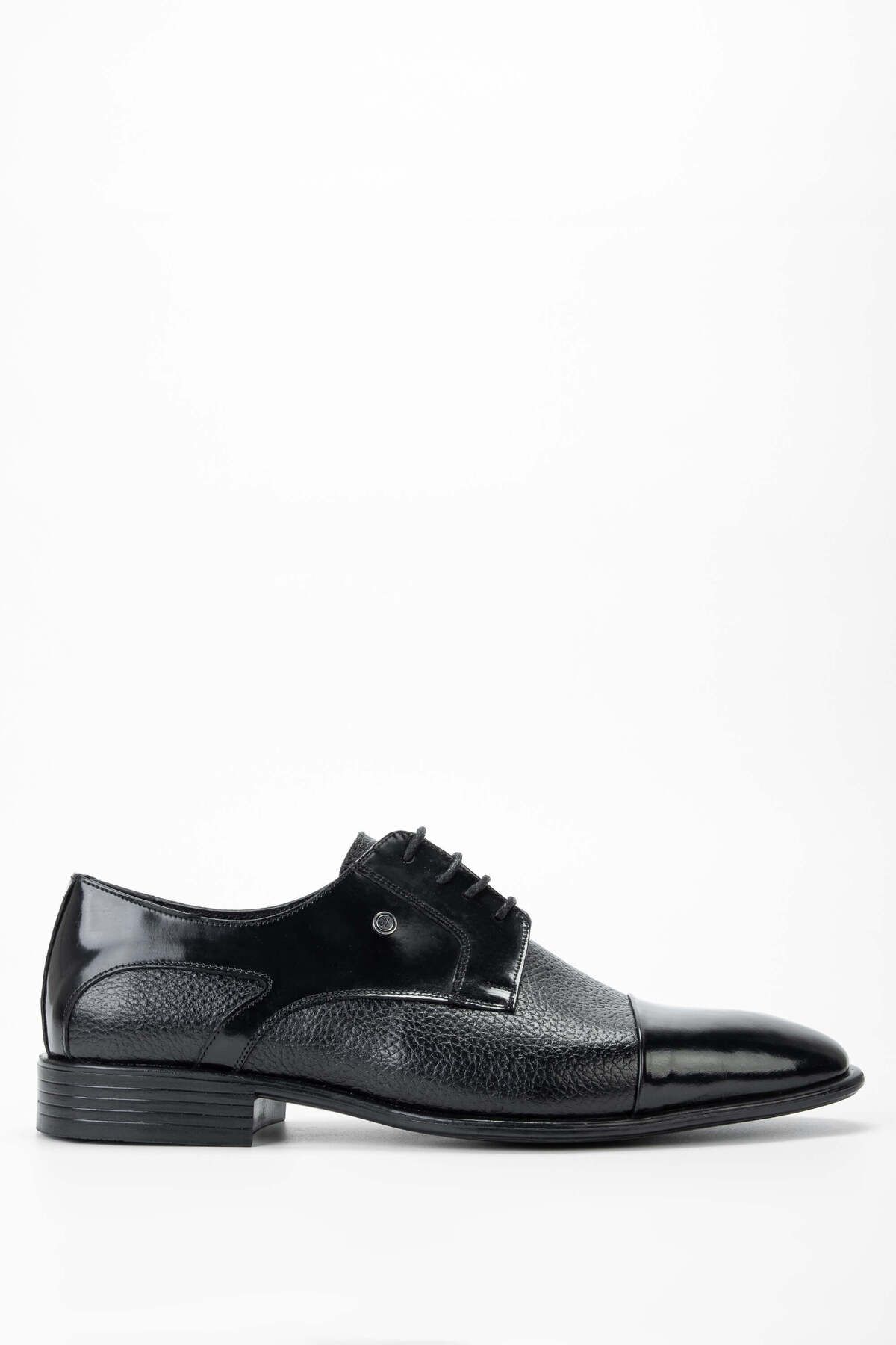Tamer Tanca Erkek Hakiki Deri Siyah/Siyah Klasik Ayakkabı