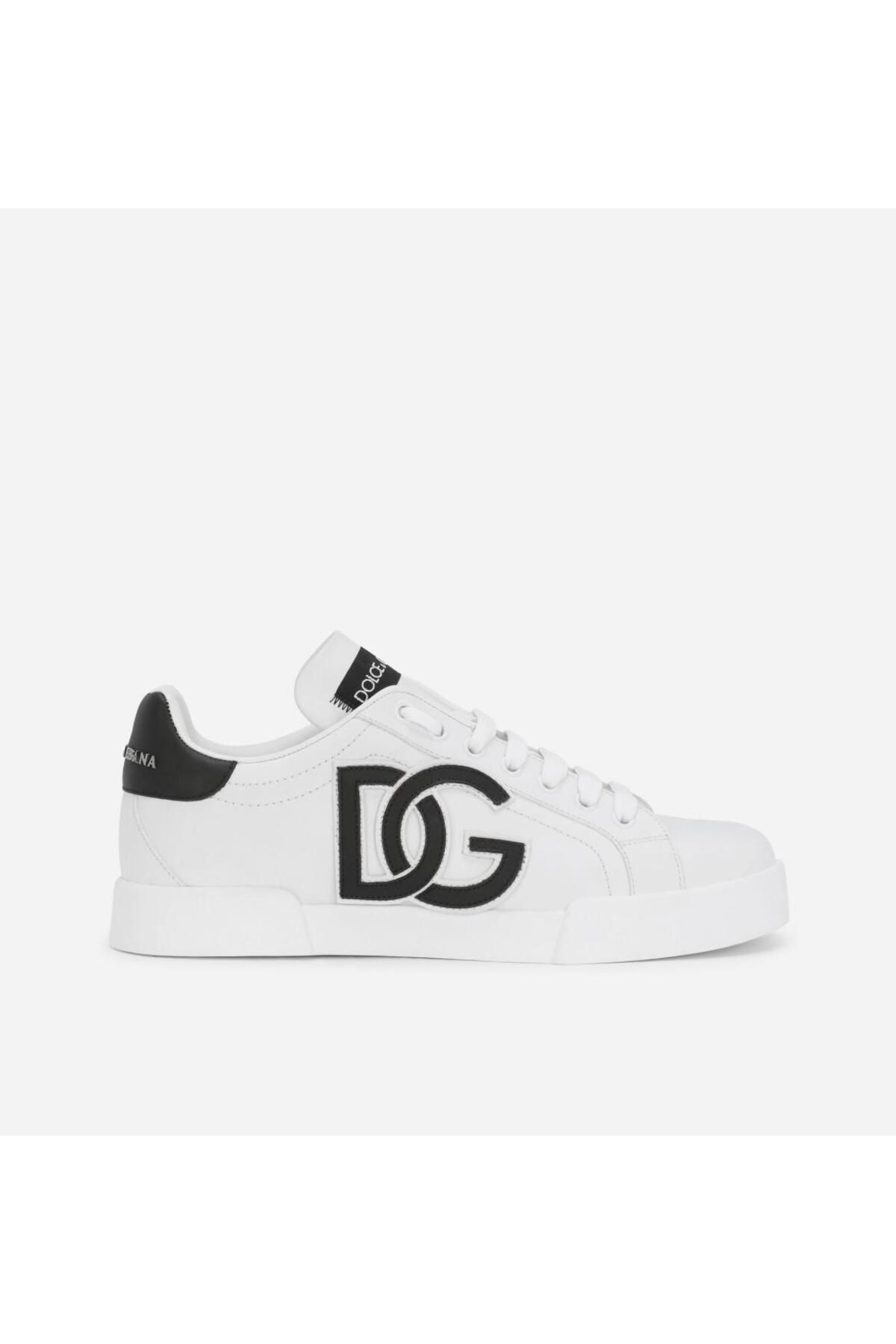 Dolce&Gabbana Calfskin Portofino Sneakers With DG Logo
