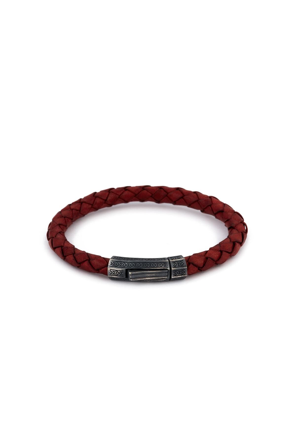 Atolyewolf Red Thick Leather Bracelet In Oxide