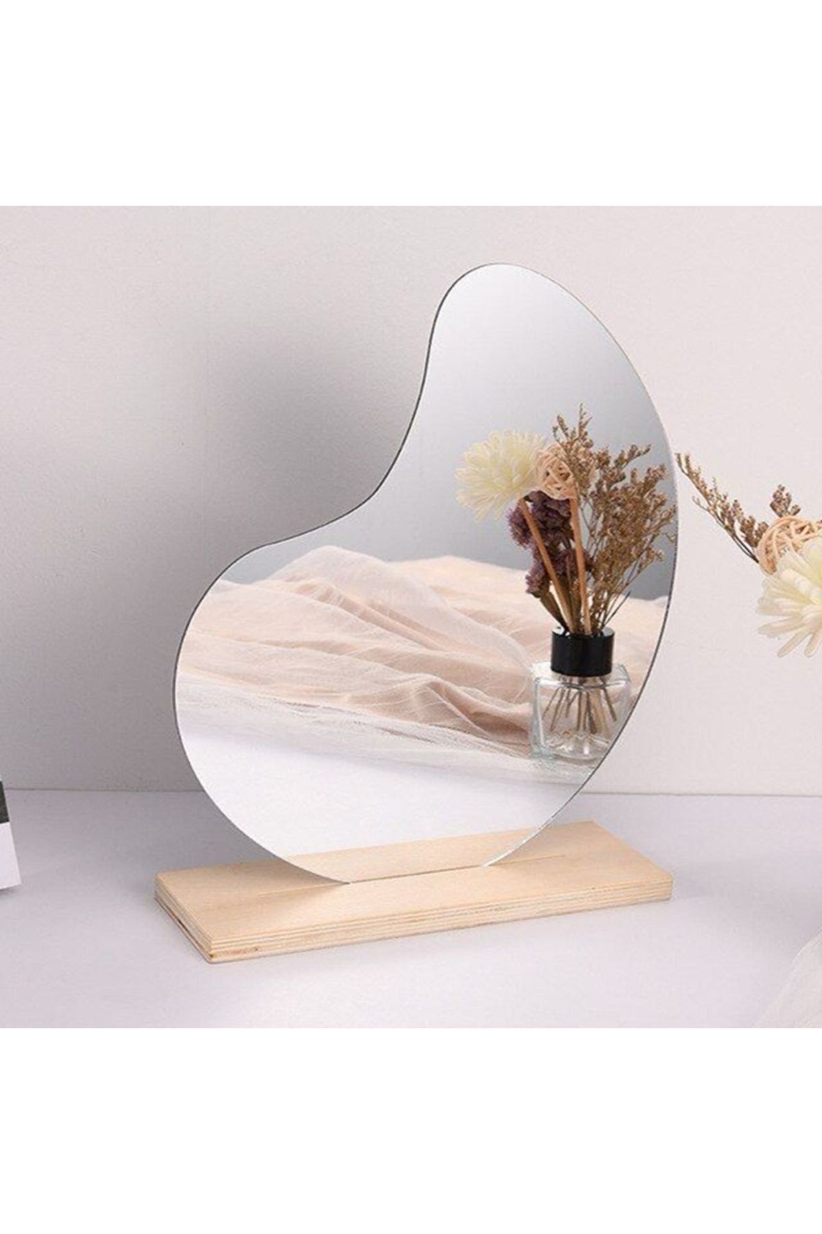 gaman Su Damlası Asimetrik Model Kore Tarzı Masaüstü Makyakj Dekoratif Ayna 20cm