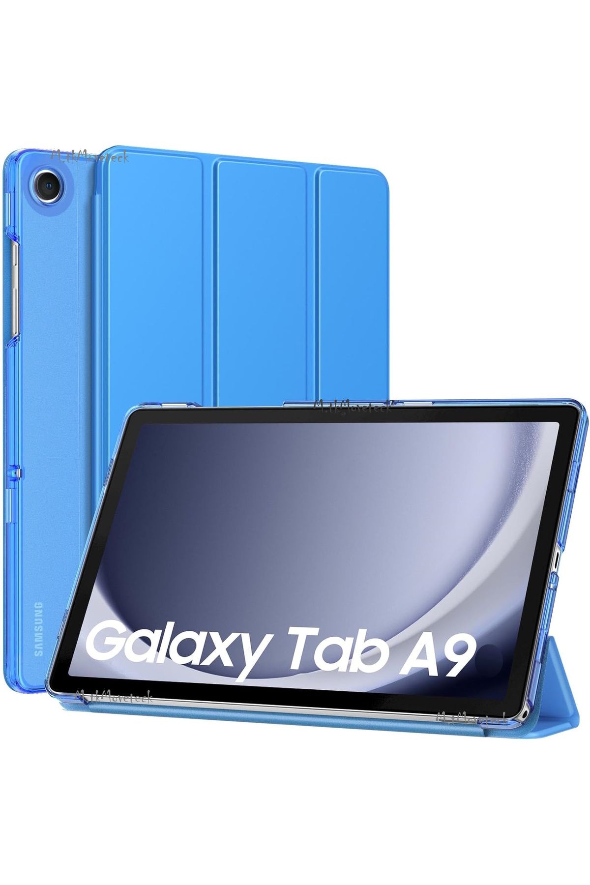 m.tk moveteck Samsung Galaxy Tab A9 8.7 inç Sm-X110 Tablet Kılıfı Akıllı Smart Uyku Modlu Katlanabilir Şeffaf
