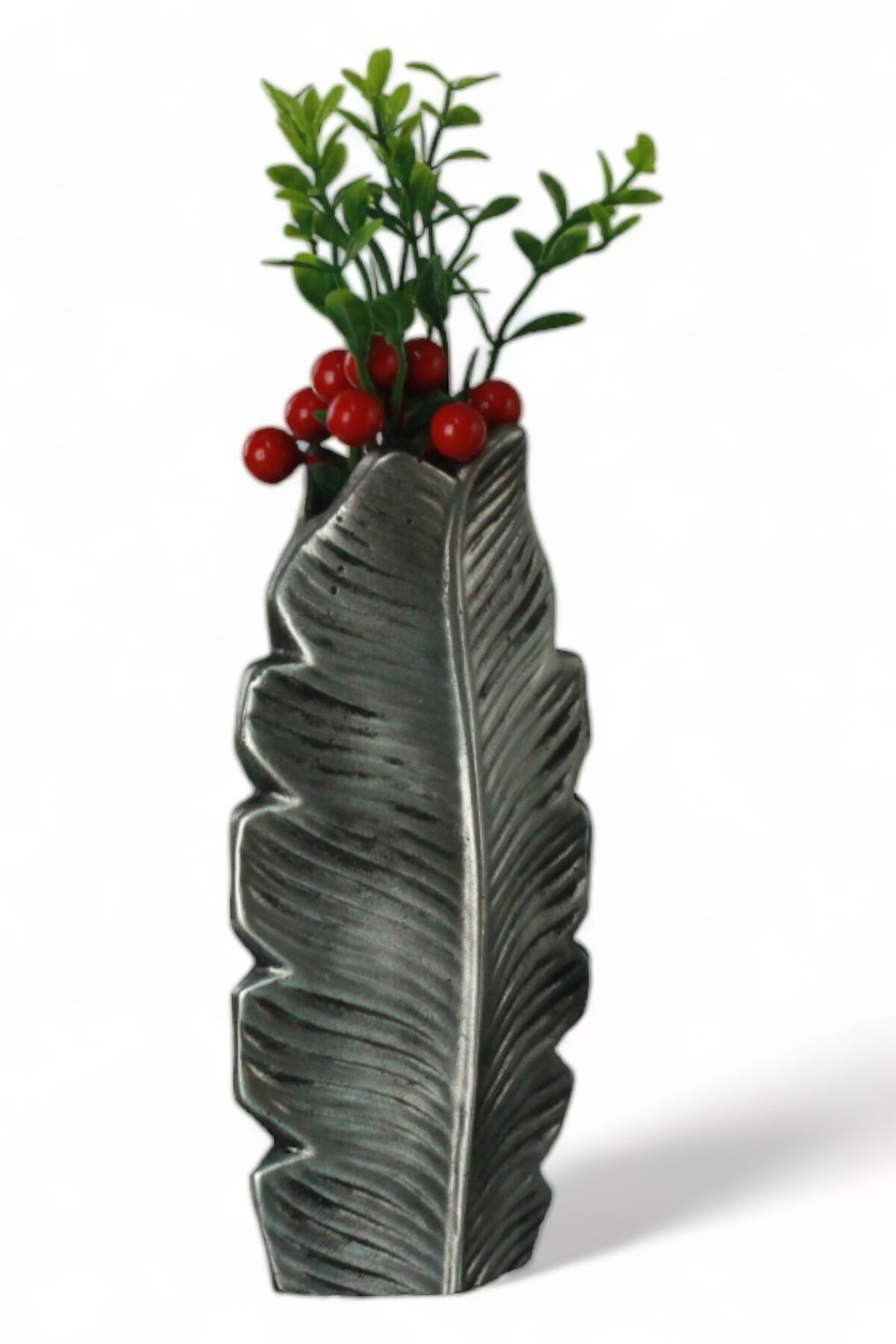 Evene Vazo Küçük Vazo Masa Üstü Vazo Ev Dekorasyon Vazo Gümüş Eskitme Model 30