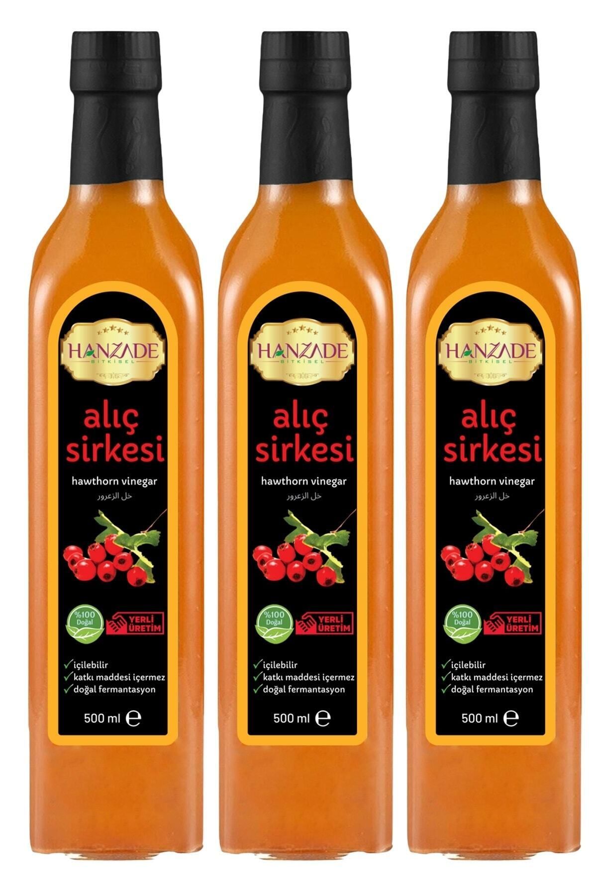 Hanzade Bitkisel Alıç Sirkesi 500 ml X 3 Adet Doğal Fermantasyon Içilebilir Saf Cam Şişe Hawthorn Vinegar (AS-974330)