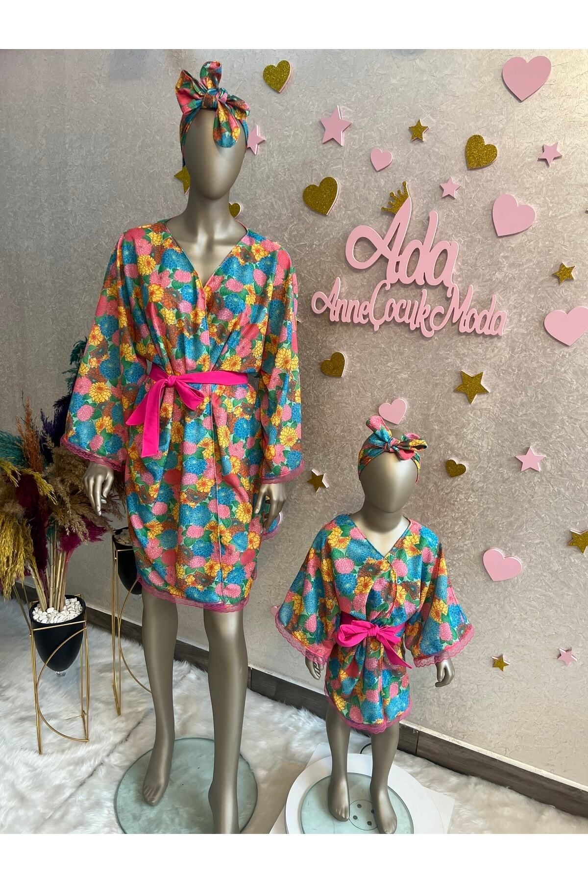 ADA ANNE ÇOCUK MODA Anne Kız Renkli Kimono Takım (sepete Ayrı Eklenmelidir)