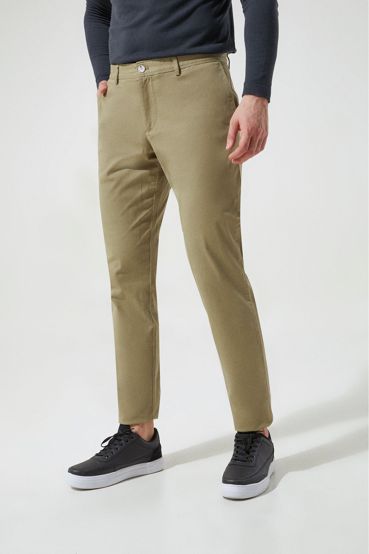 D'S Damat Regular Fit Yeşil Düz Chino Pantolon