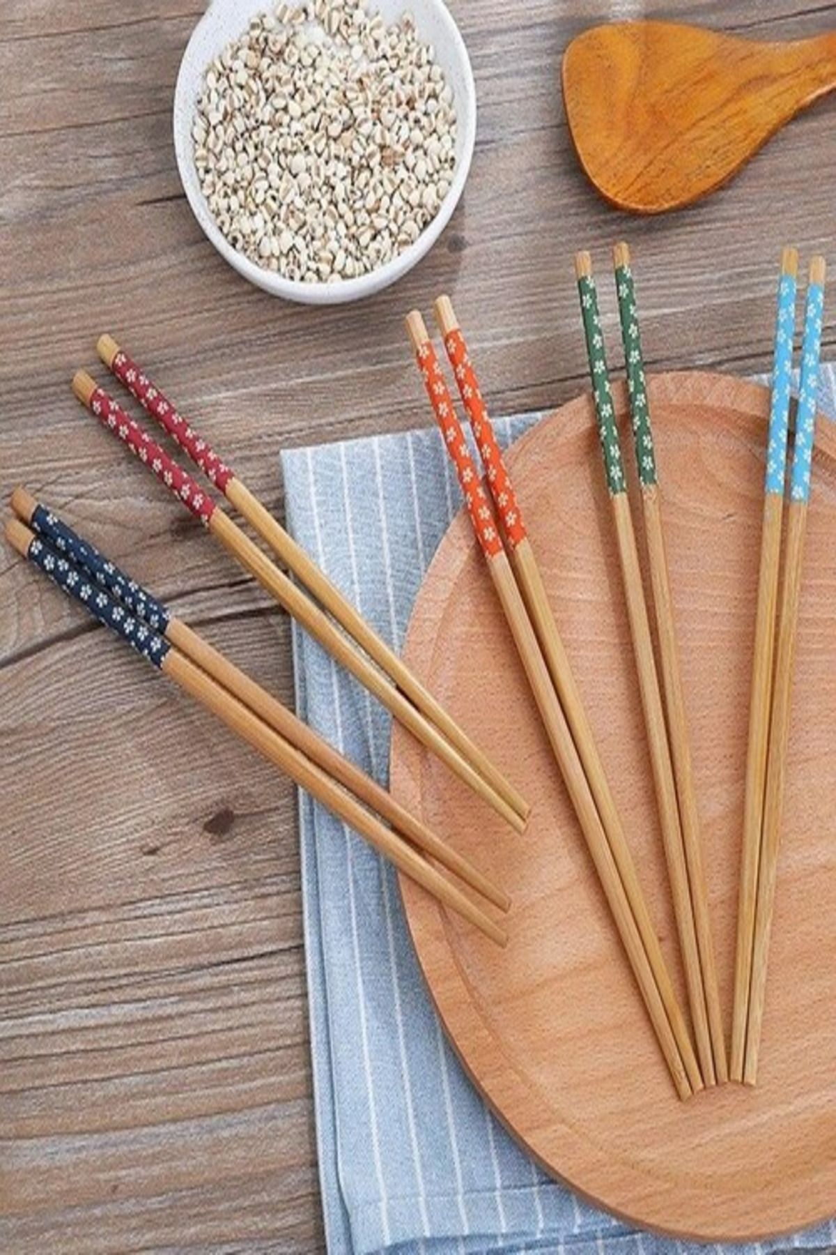 Impress 5 Li Set Bambu Çin Çubuğu Chopstick Yıkanabilir Ve Kullanılabilir 5 Çift