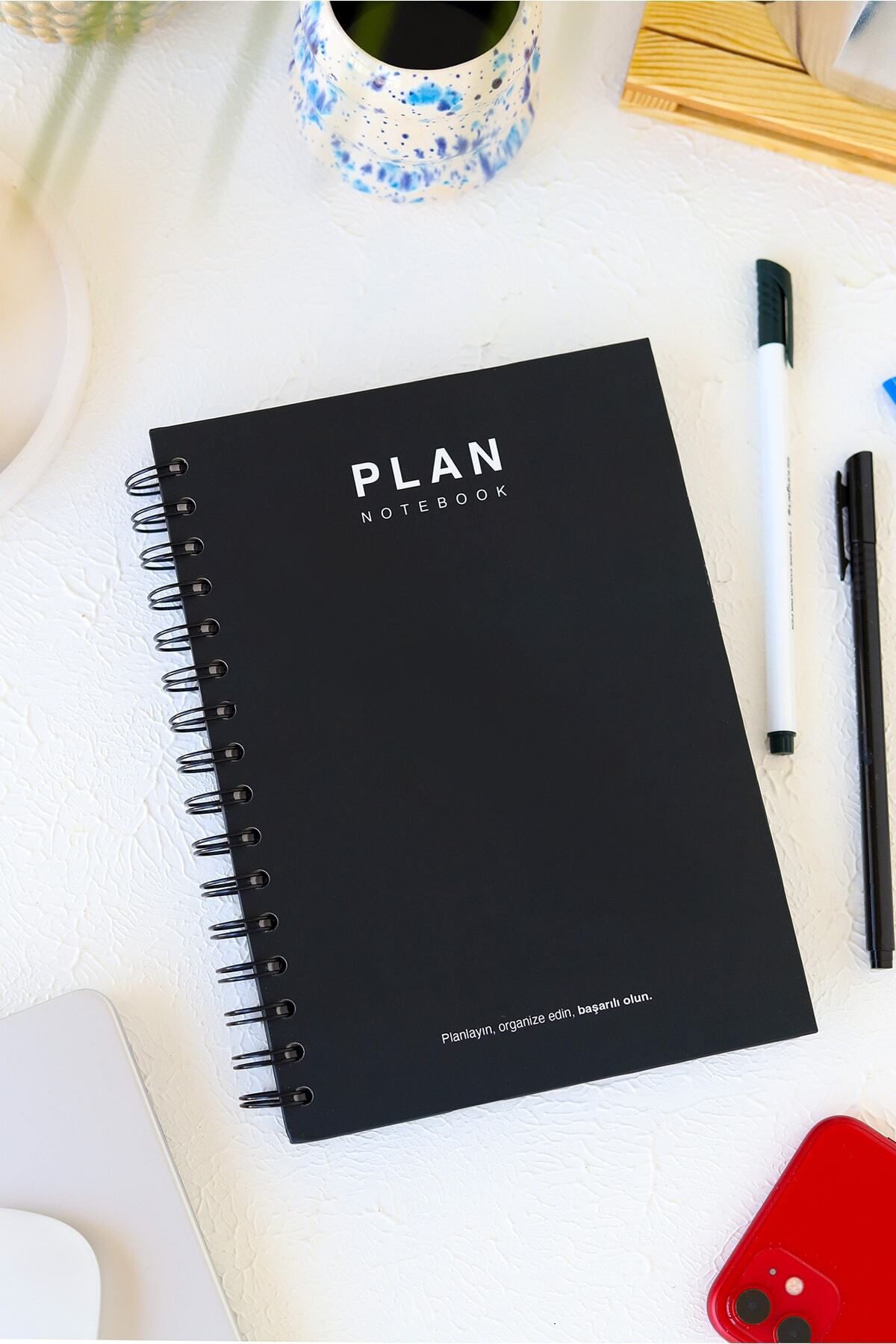 Deep Notebook Süresiz Planlayıcı Ajanda A5 Spiralli Siyah Renk Klasik Tasarım