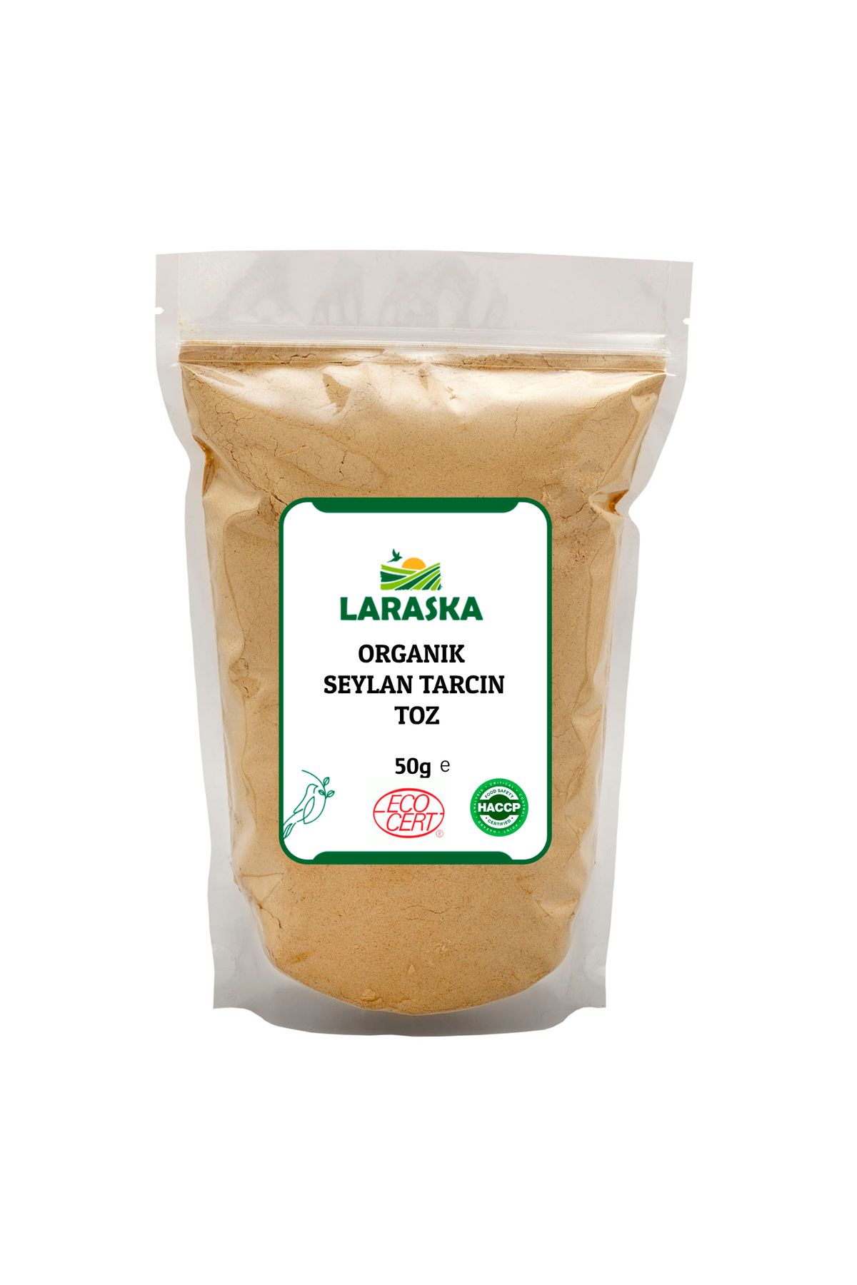 Laraska Organik Organik Seylan - Seylon Tarçın Toz 50g - Organic Ceylon Cinnamon Powder 50g- Organically Certified