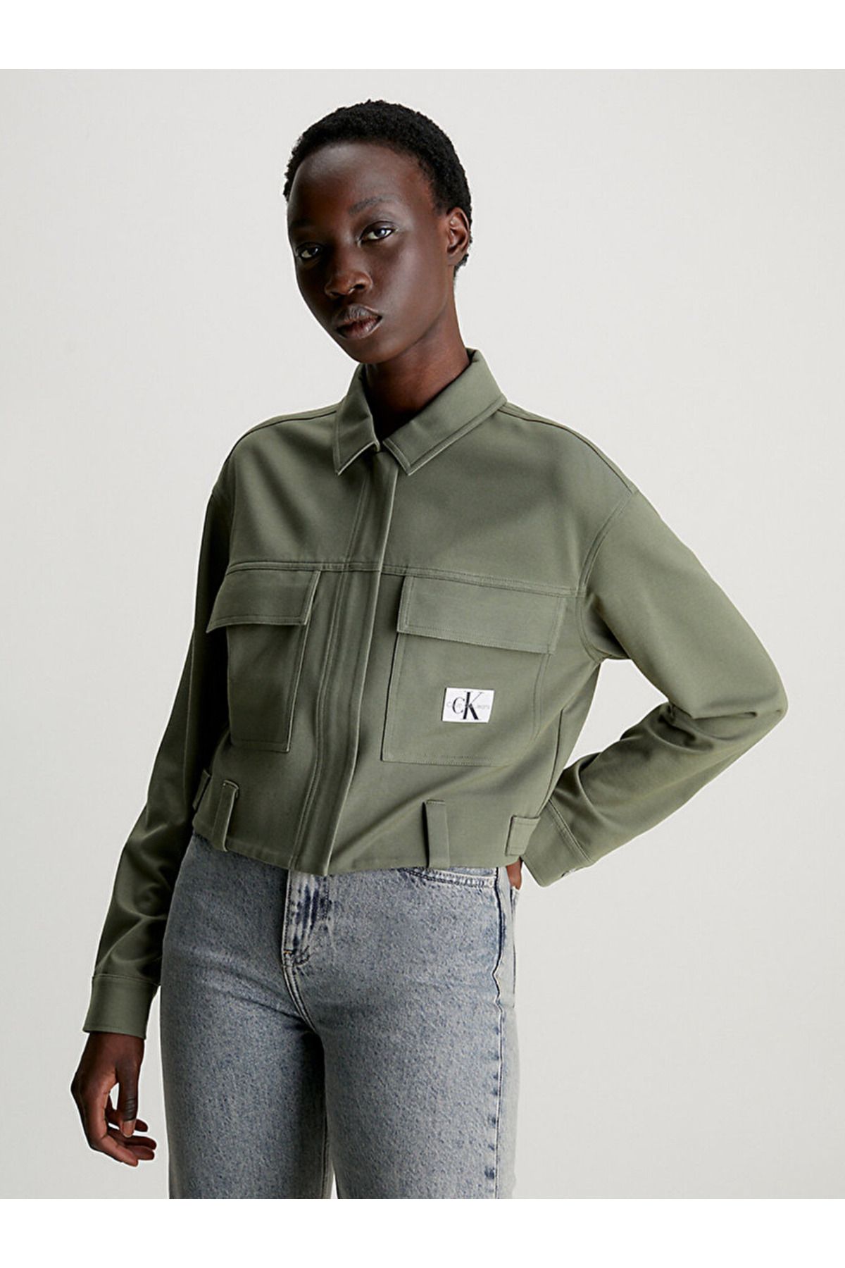 Calvin Klein Milano Jersey Zip Up Shirt Jacket