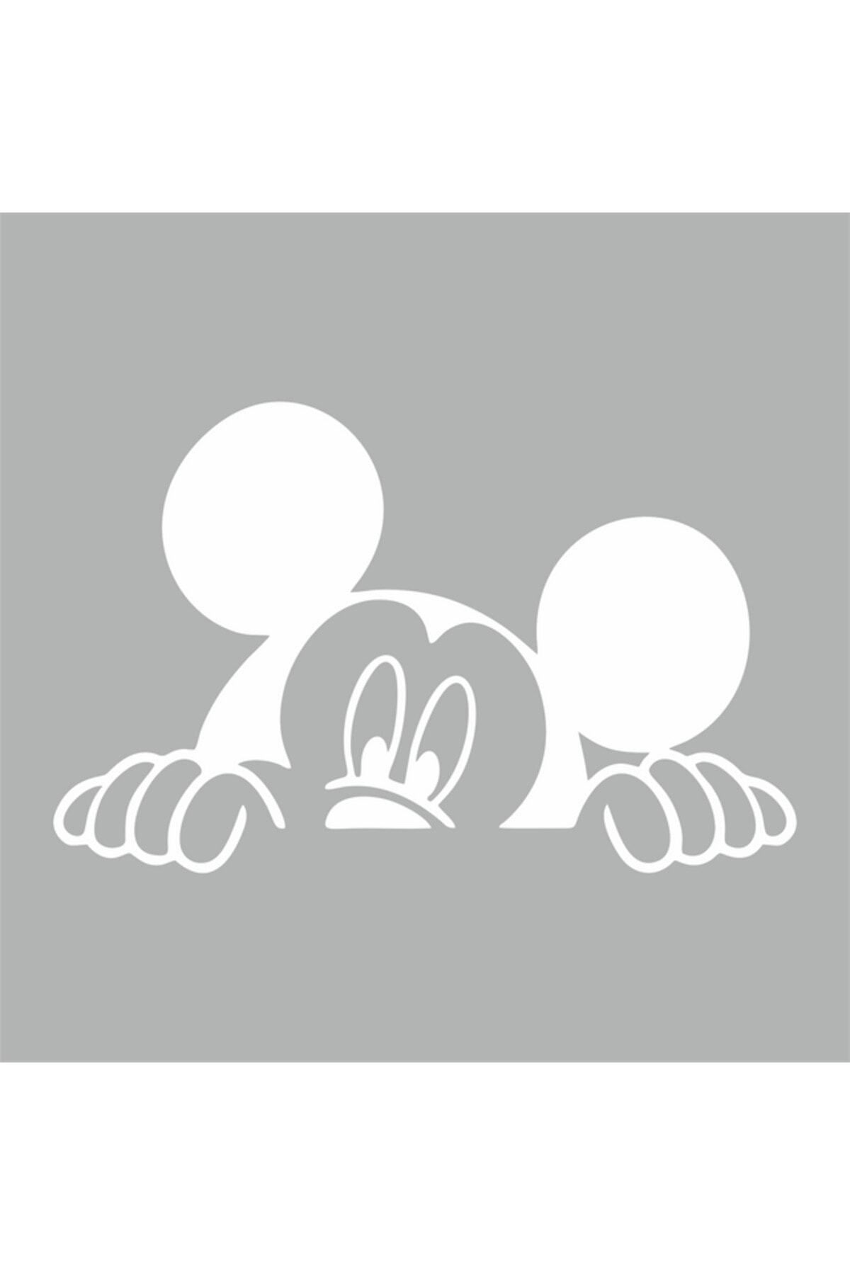 Reysa Tasarım Mickey Mouse Araba Sticker 20x13 Cm Beyaz