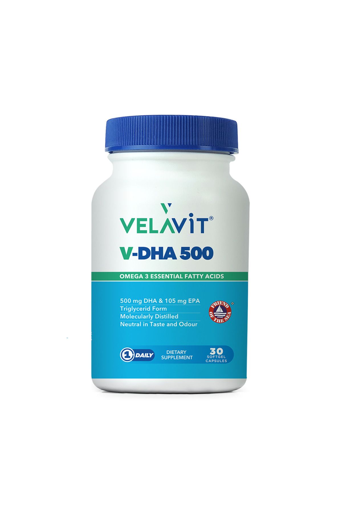Velavit V-DHA 500 Balık Yağı Takviye Edici Gıda 30 Kapsül
