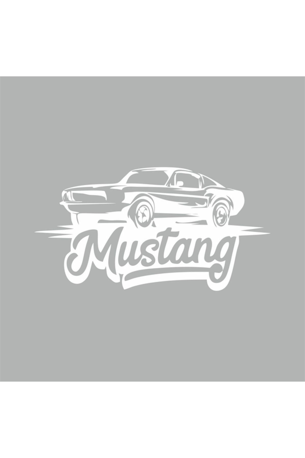 Reysa Tasarım Mustang Araba Silüet Sticker 16x8 Cm Beyaz