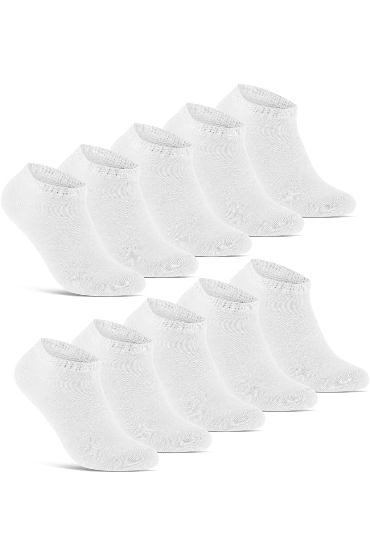 SOCKSHION Pamuklu Patik Bilek Boy Çorap Patik Çorap Beyaz Renk 10 Çift