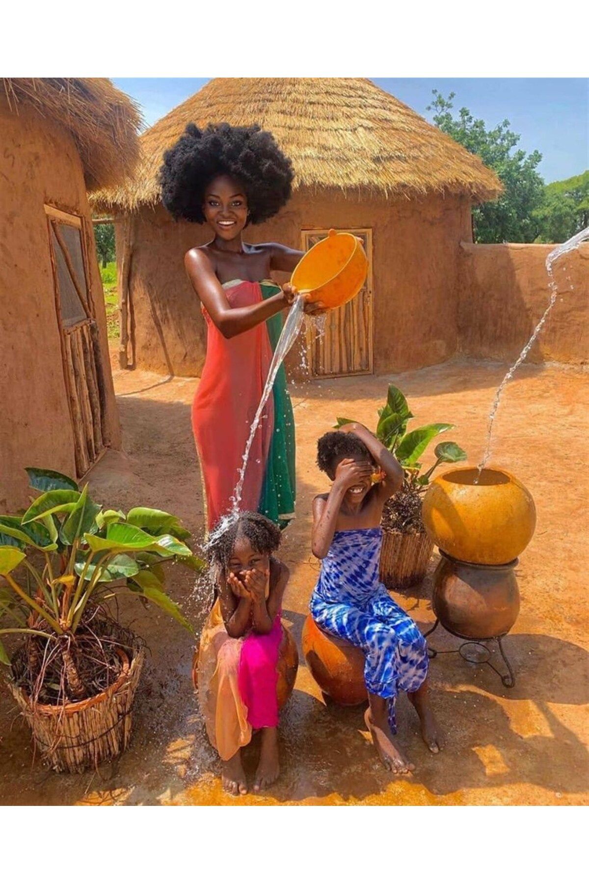 MARCEL SANAT Afrika'da Mutluluk Elmas Mozaik Tablo 56x69 Cm