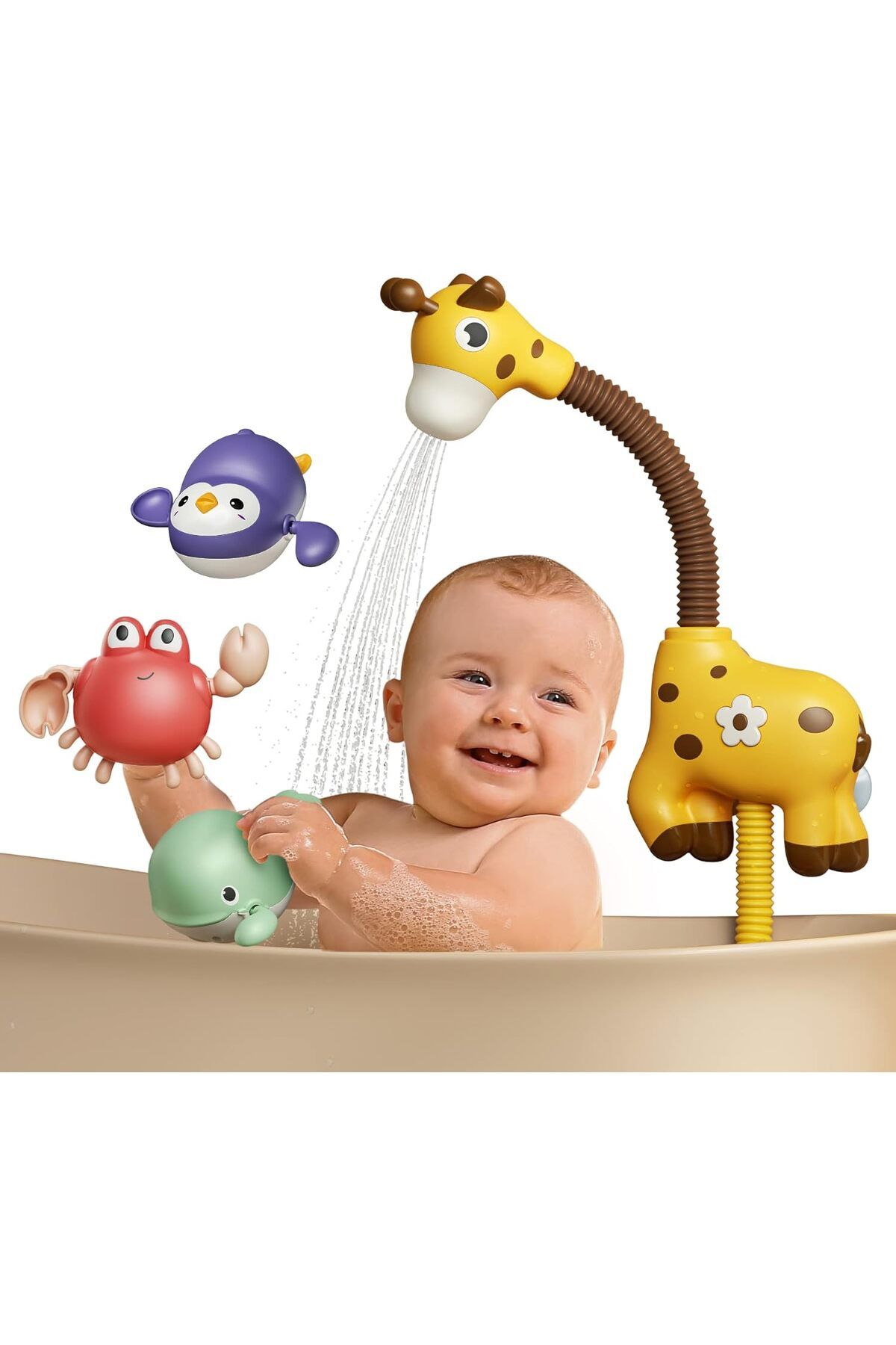 tumama Banyo Zamanını Eğlenceli Hale Getirin: Kolay Kullanımlı Zürafa Duş Başlığı, Renkli Yüzme Oyuncakları