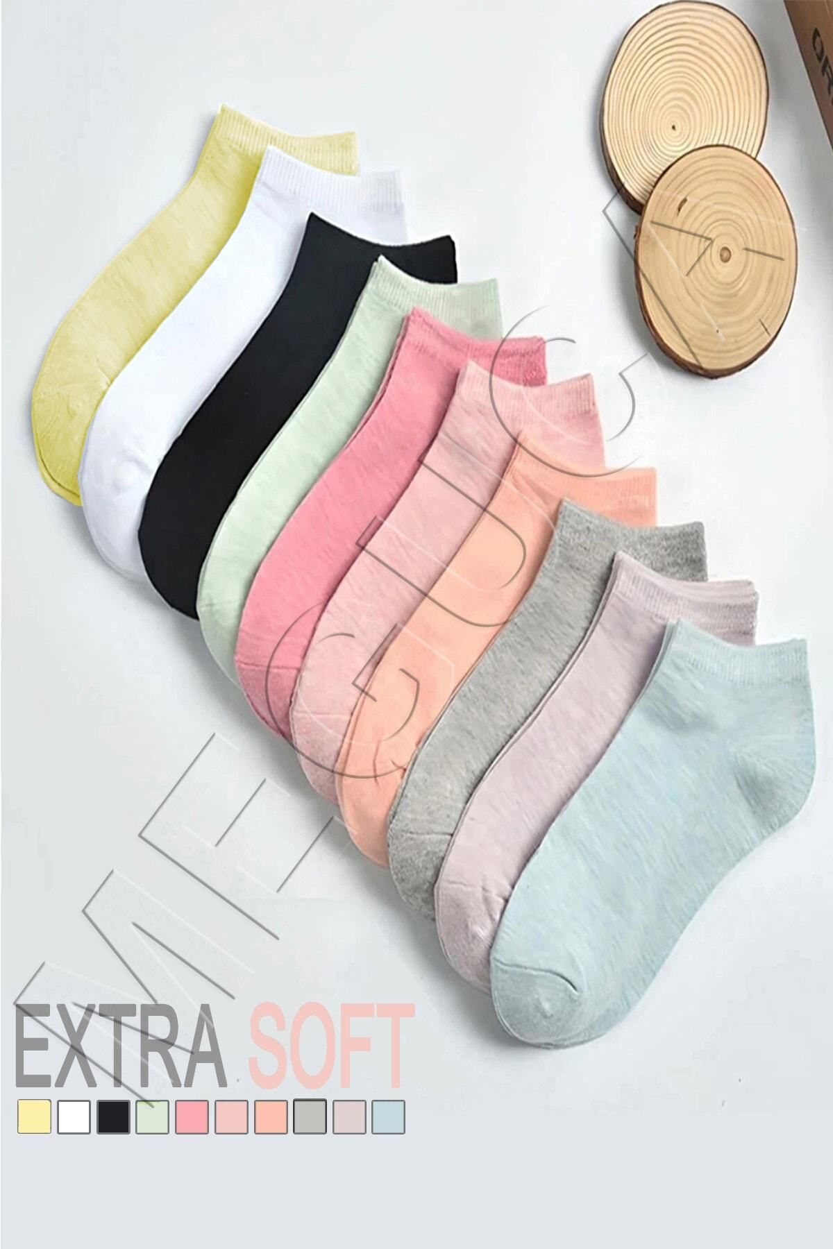 Meguca Socks Kadın Karışık Extra Soft Renkli Koton Patik Çorap Seti 8 Çift