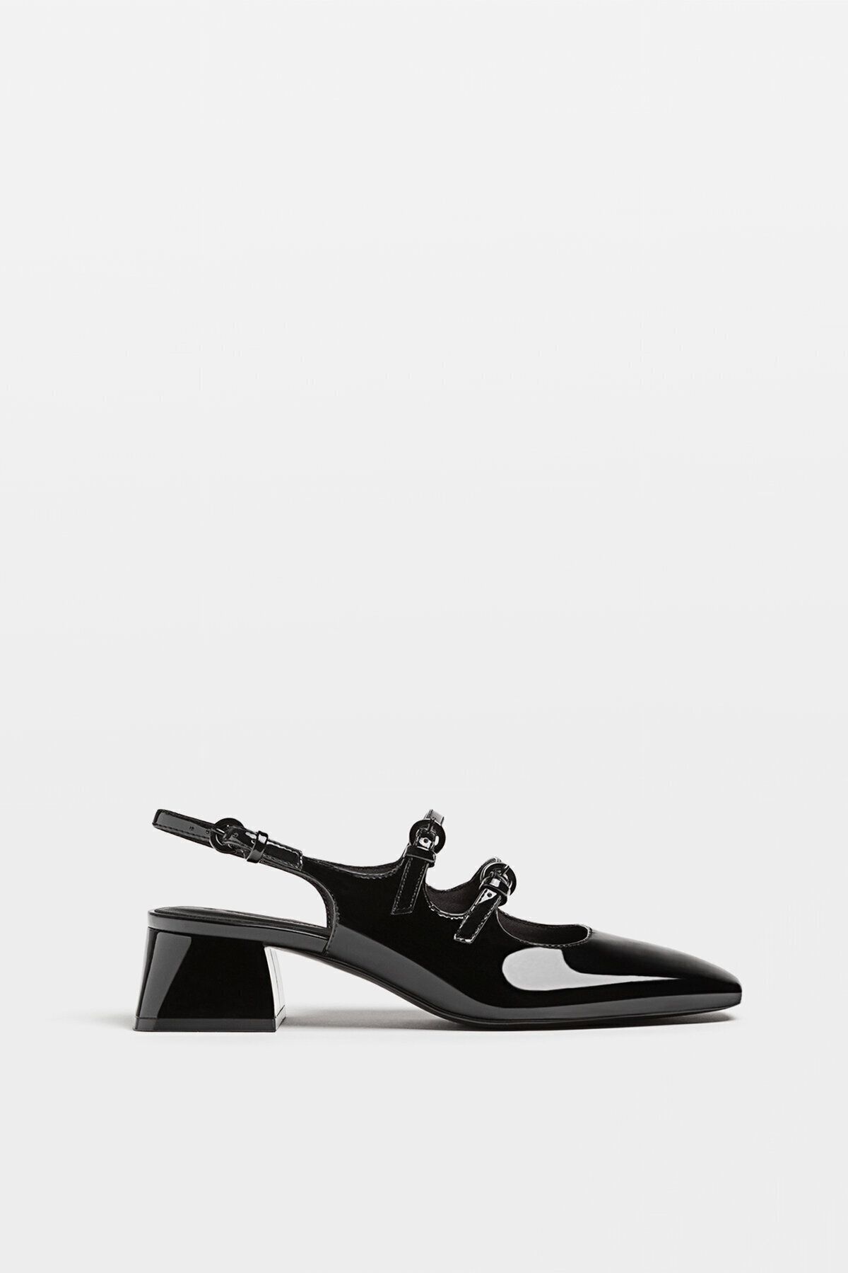 Stradivarius Siyah topuklu arkası açık balerin ayakkabı