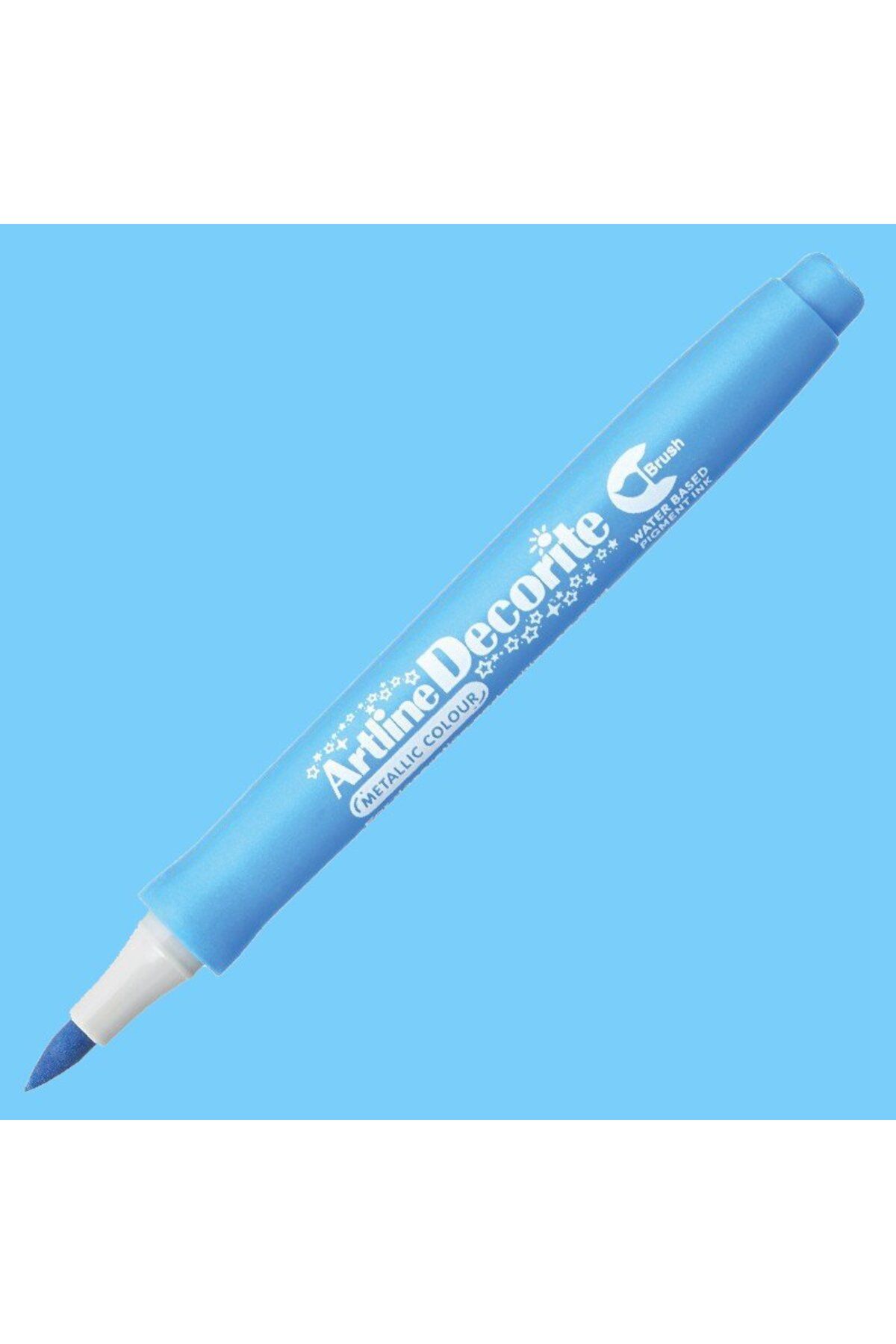 artline Decorite Brush Marker Metalik Blue