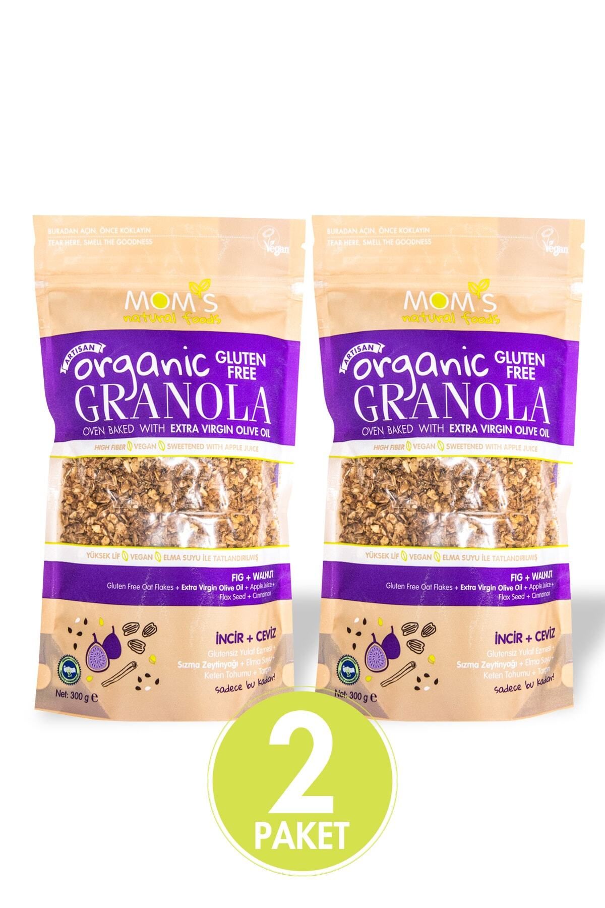Mom's Natural Foods 2'li Organik Glutensiz İNCİR-CEVİZ Granola 300 G