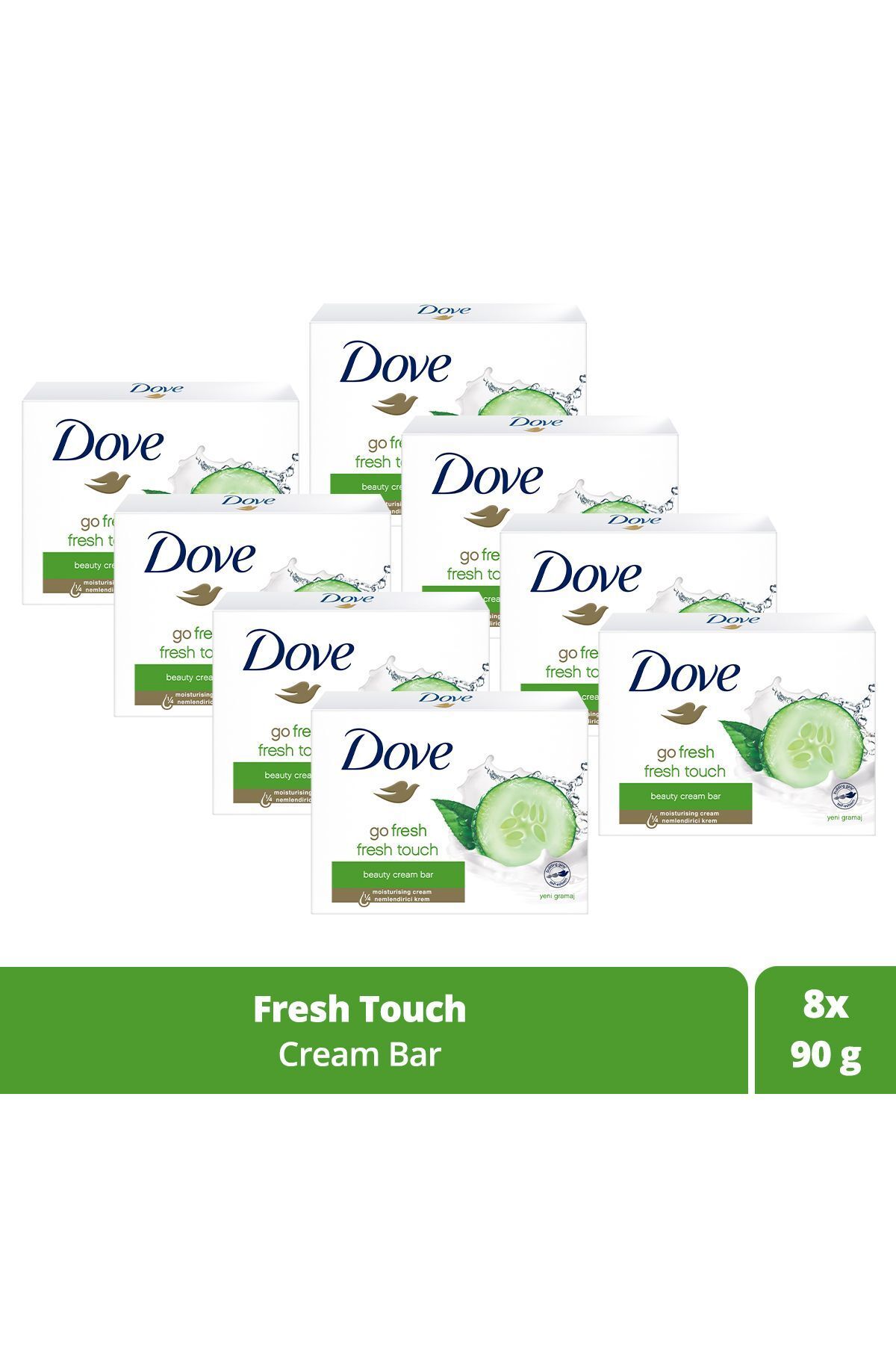 Dove Beauty Cream Bar Katı Güzellik Sabunu Fresh Touch Nemlendirici Etkili 90 G X8 Adet