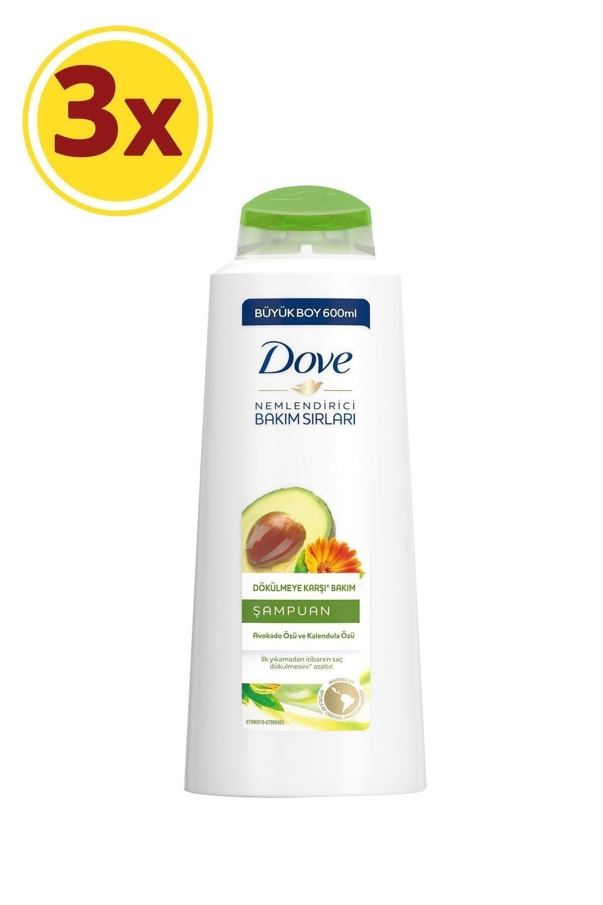Dove Avokado Özlü Dökülmeye Karşı Saç Bakım Şampuanı 600 ml X3