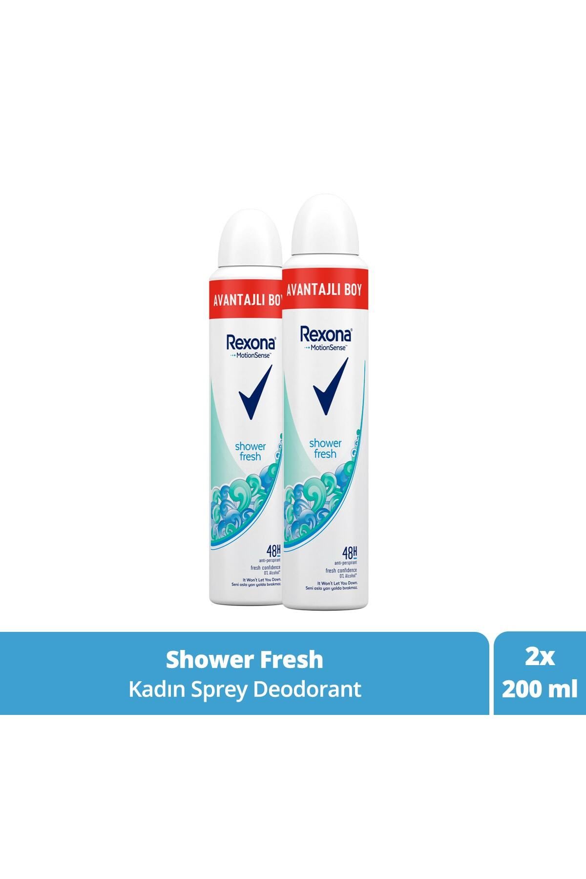 Rexona Kadın Sprey Deodorant Shower Fresh Avantajlı Boy 200 ml X2 Adet