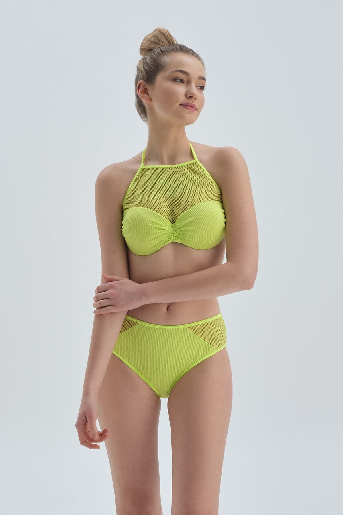 Dagi Fıstık Yeşili Toparlayıcı Yüksek Bel Bikini Alt