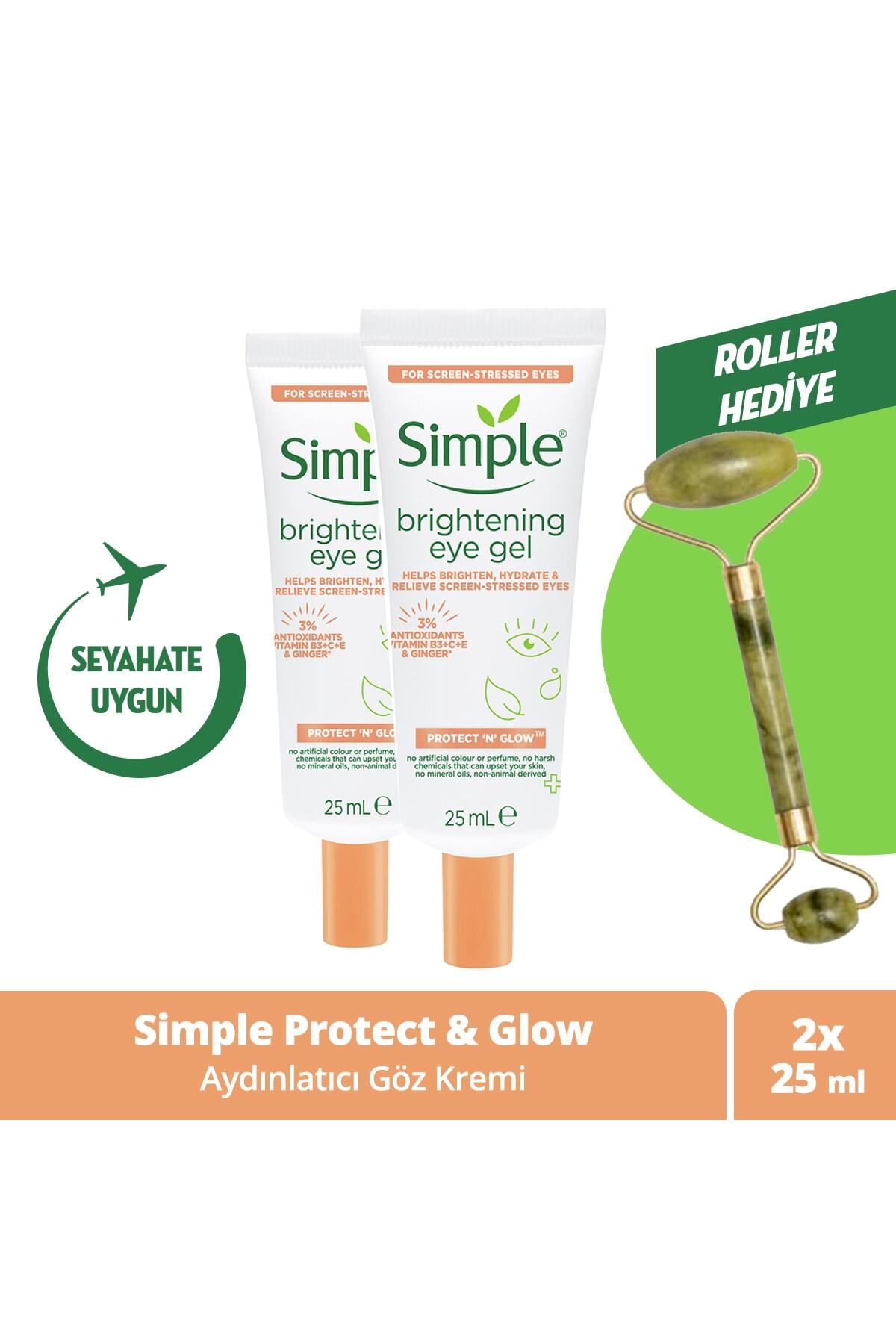 Simple Protect 'n' Glow Aydınlatıcı Göz Kremi Koyu Halkaları Azaltmaya Yardımcı Vegan 25 Ml X2