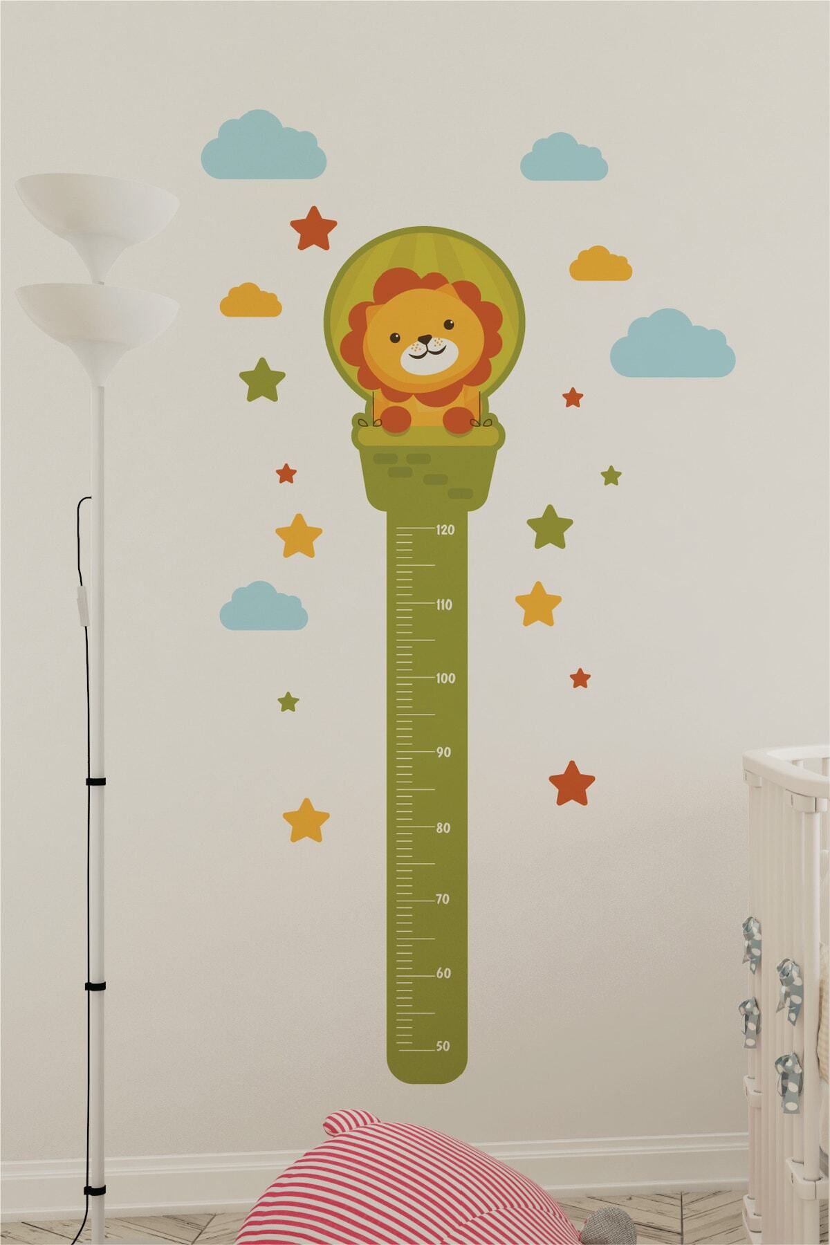 212shop Sevimli Aslan Boy Ölçer Çocuk Odası Duvar Sticker
