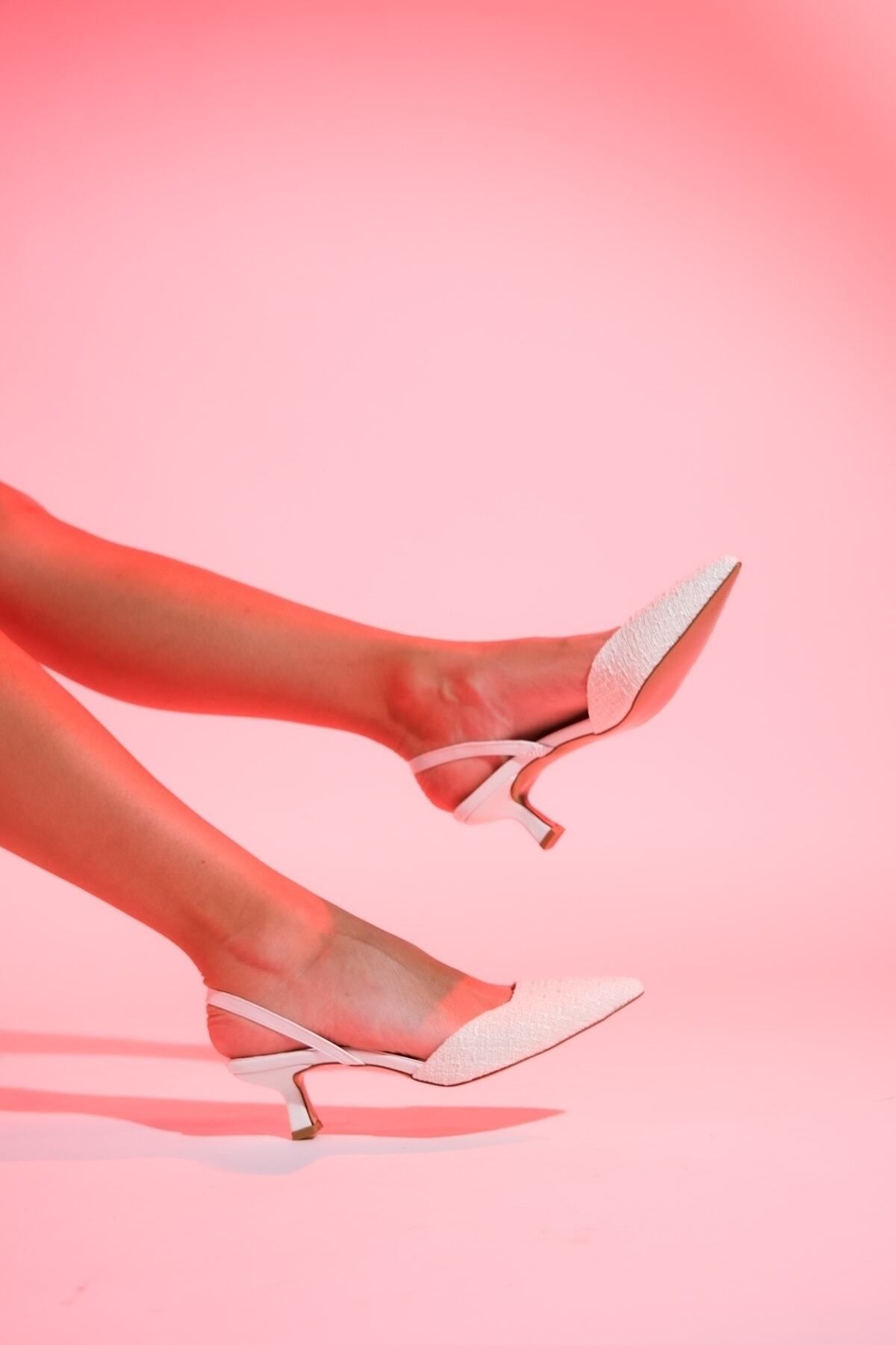 luvishoes OVER Beyaz Kadın Topuklu Ayakkabı